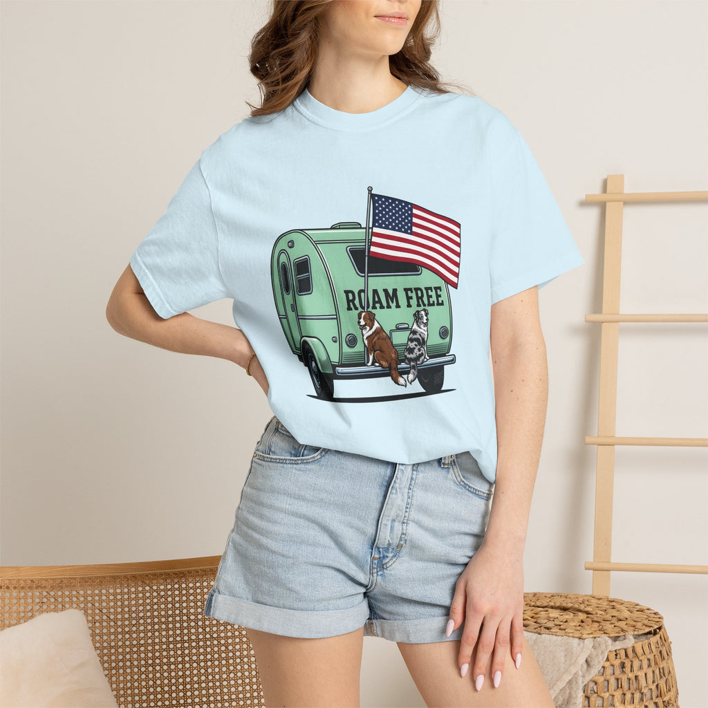 Rv Puppies Shirt 4th Of July Campfire Gift Women Old School Tee Puppy T-Shirt Independence Day Fan Retro Tshirt Bonfire Graphic Doodle Stars