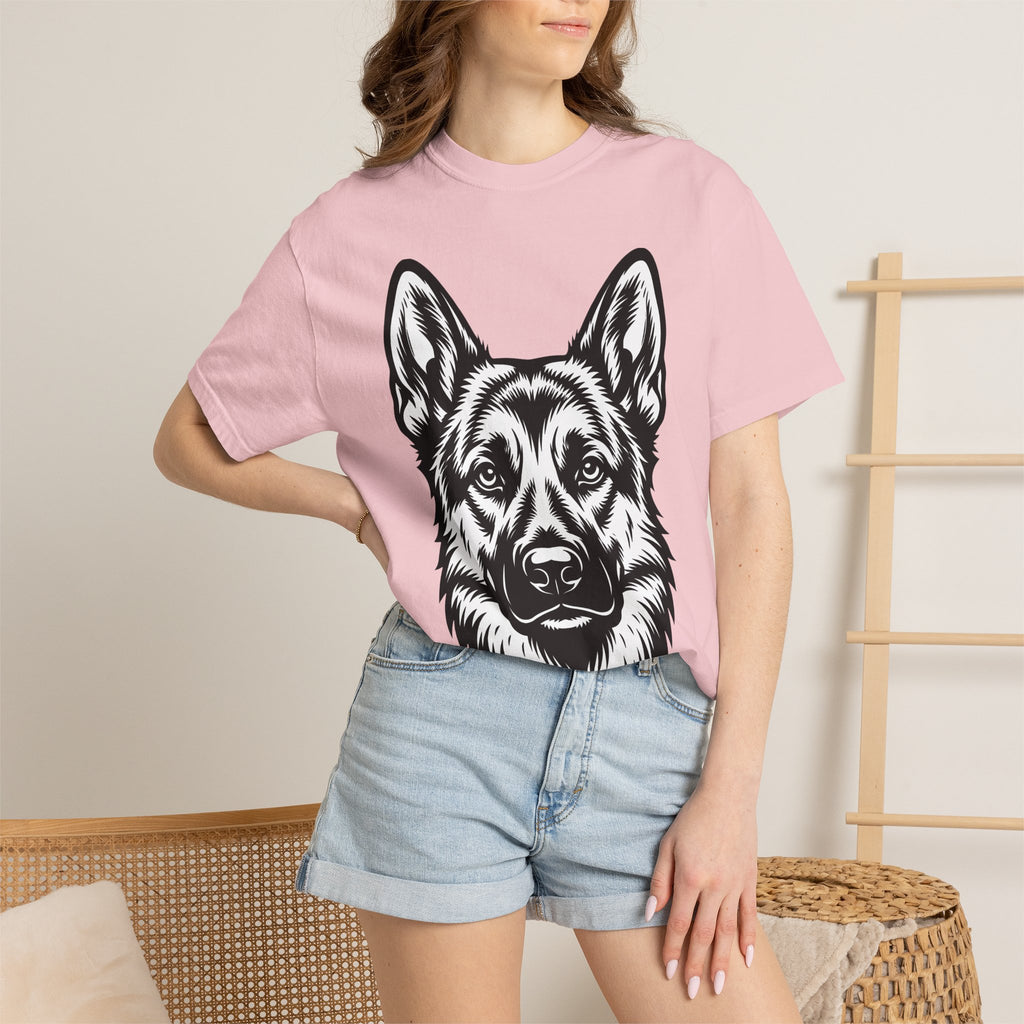 German Shepherd Shirt Dog Pets Gift Women Line Art Tee Alsatian T-Shirt Dog Fan Shepherd Drawing Graphic Vintage Dog Face Tshirt