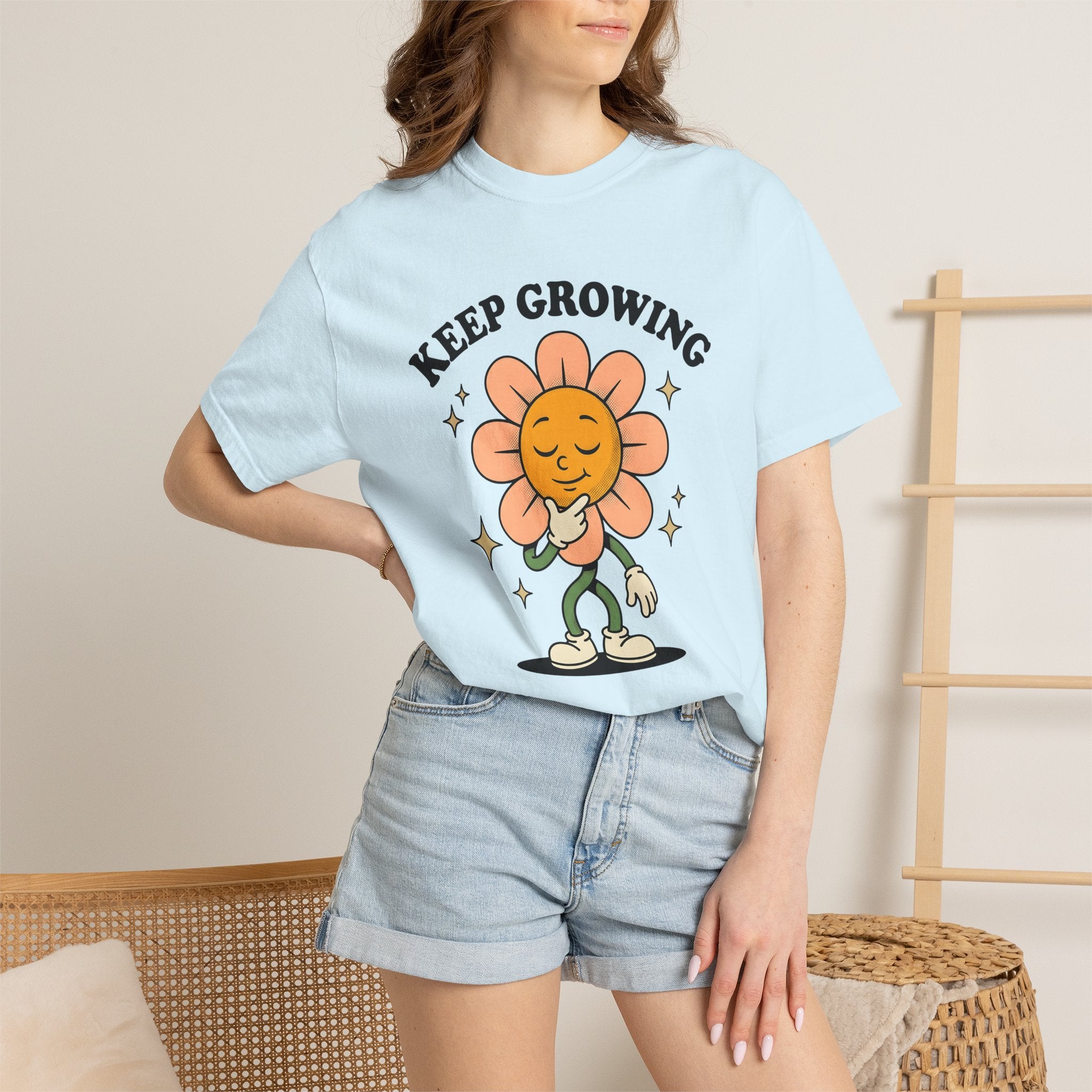 Flower Icon Shirt Funny Encouragement Gift Women Hand Drawn Tee Floral T-Shirt Humor Fan Illustrated Tshirt Motivational Graphic Classic