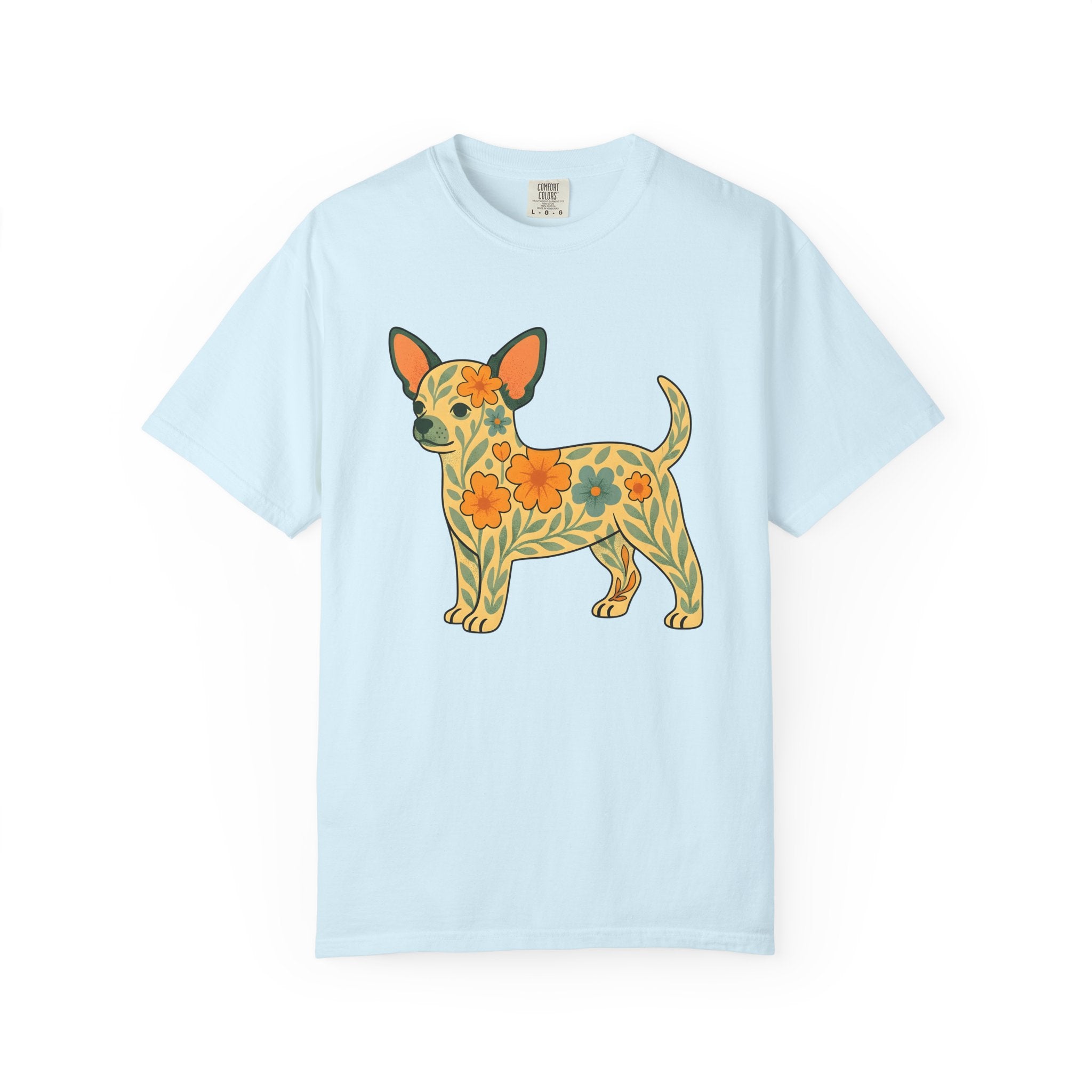Chihuahua Blossom Shirt Dog Wildlife Gift Women Boho Chic Tee Chi Flower T-Shirt Dog Fan Animal Graphic Design Illustration Doodle Floral