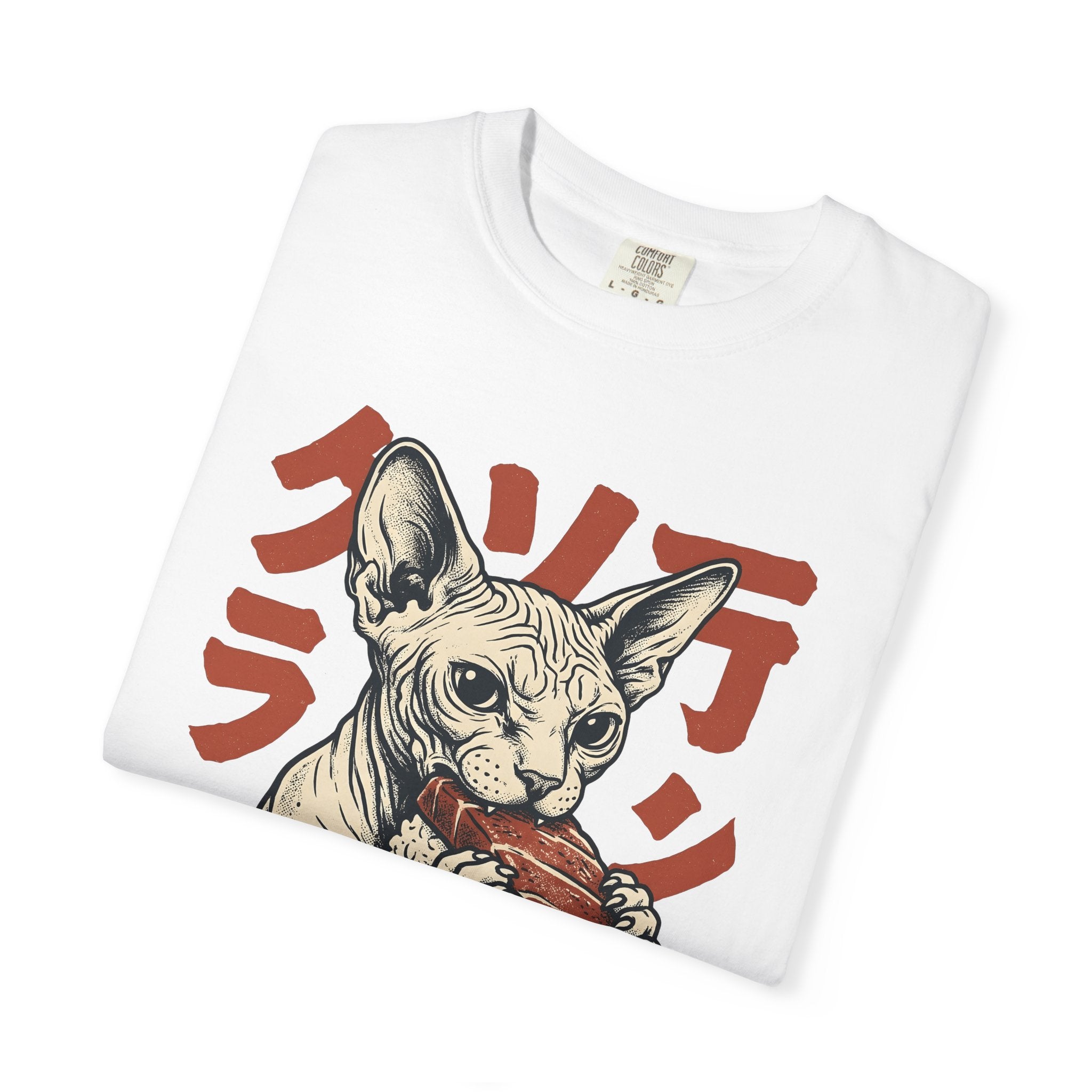 Sphynx Cat Sushi Shirt Cat Food Gift Women Tattoo Art Tee Hairless Cat T-Shirt Cat Fan Tattooed Tshirt Foodie Graphic Vintage Sushi Tshirt