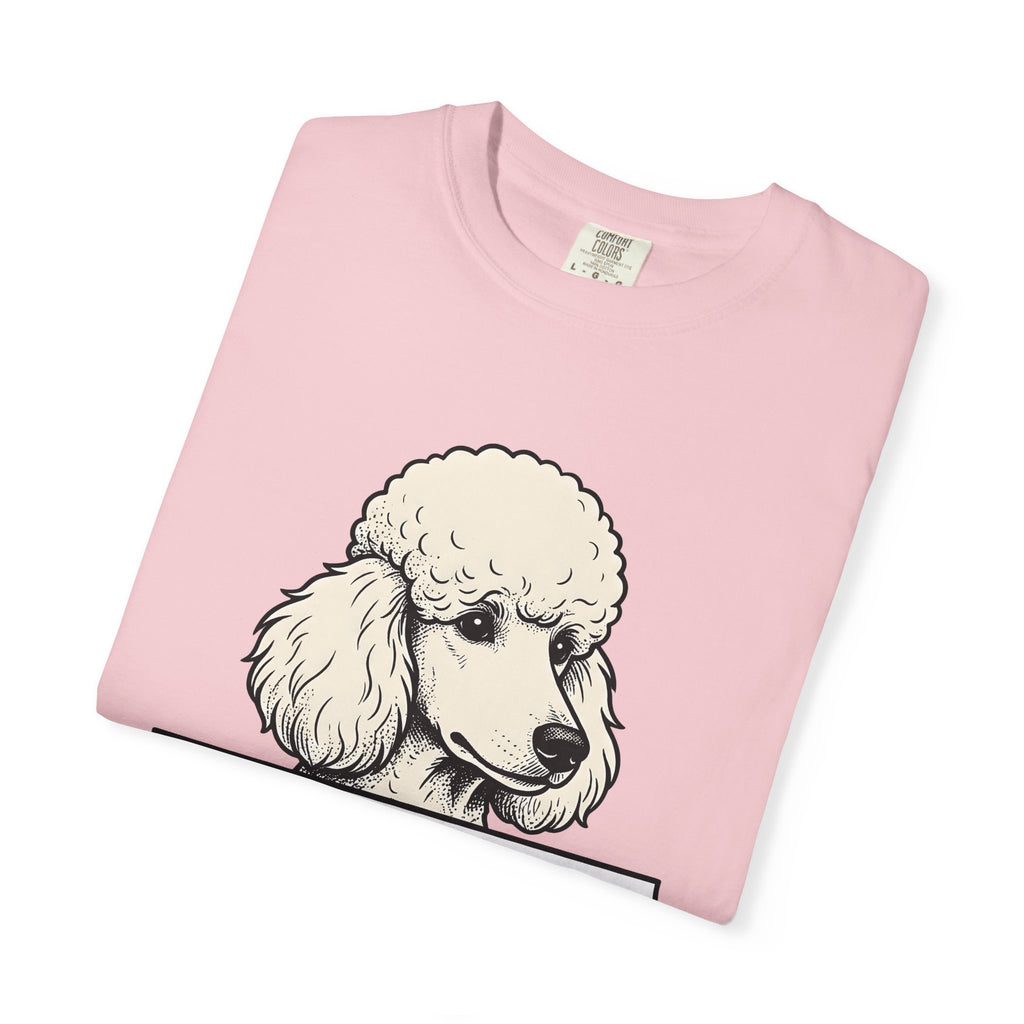 Poodle Puppy Shirt Dog Joke Gift Women Sketch Tee Puppy T-Shirt Dog Fan Canine Tshirt Funny Graphic Line Art Ribbon Tshirt