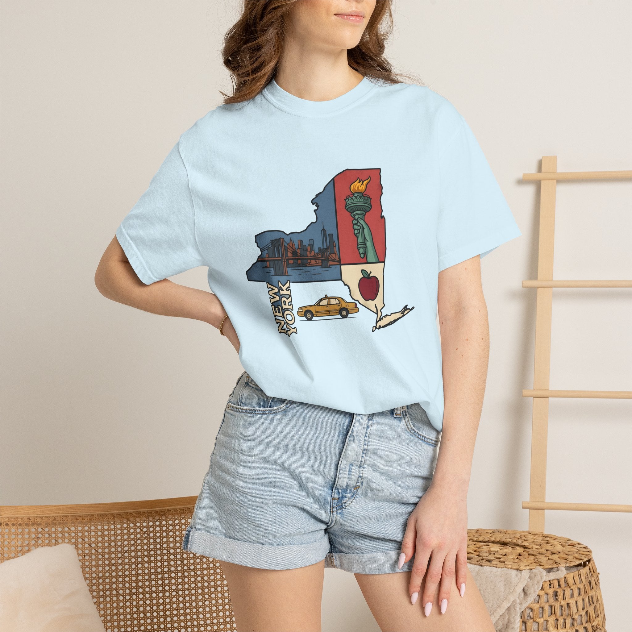Manhattan Map Shirt New Yorker Vacation Gift Women Classic Tee Map T-Shirt Big Apple Fan Vintage Tshirt Travel Graphic Doodle Yellow Cab