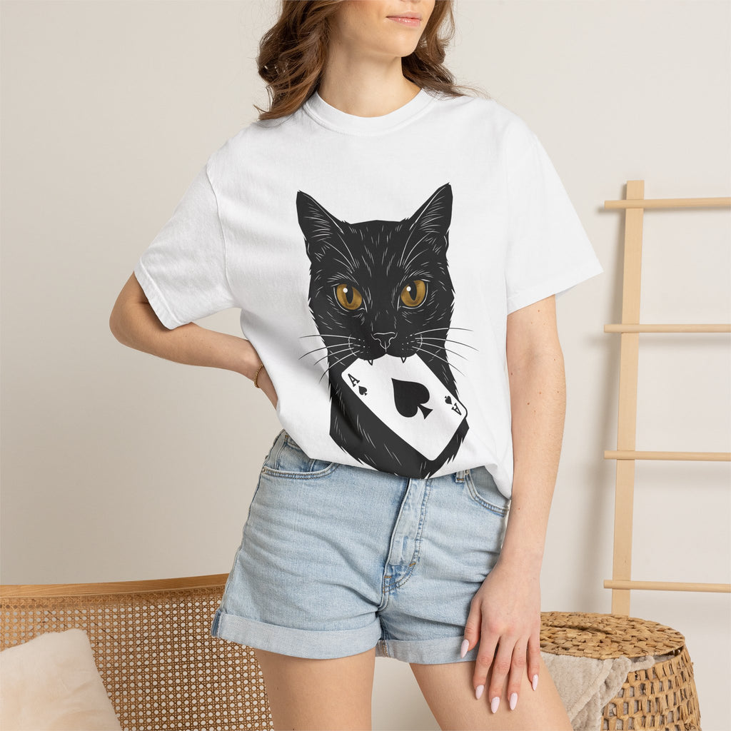 Black Kitty Shirt Cat Casino Gift Women Digital Tee Cat T-Shirt Cat Fan Pixel Tshirt Gambling Graphic Retro Card Tshirt