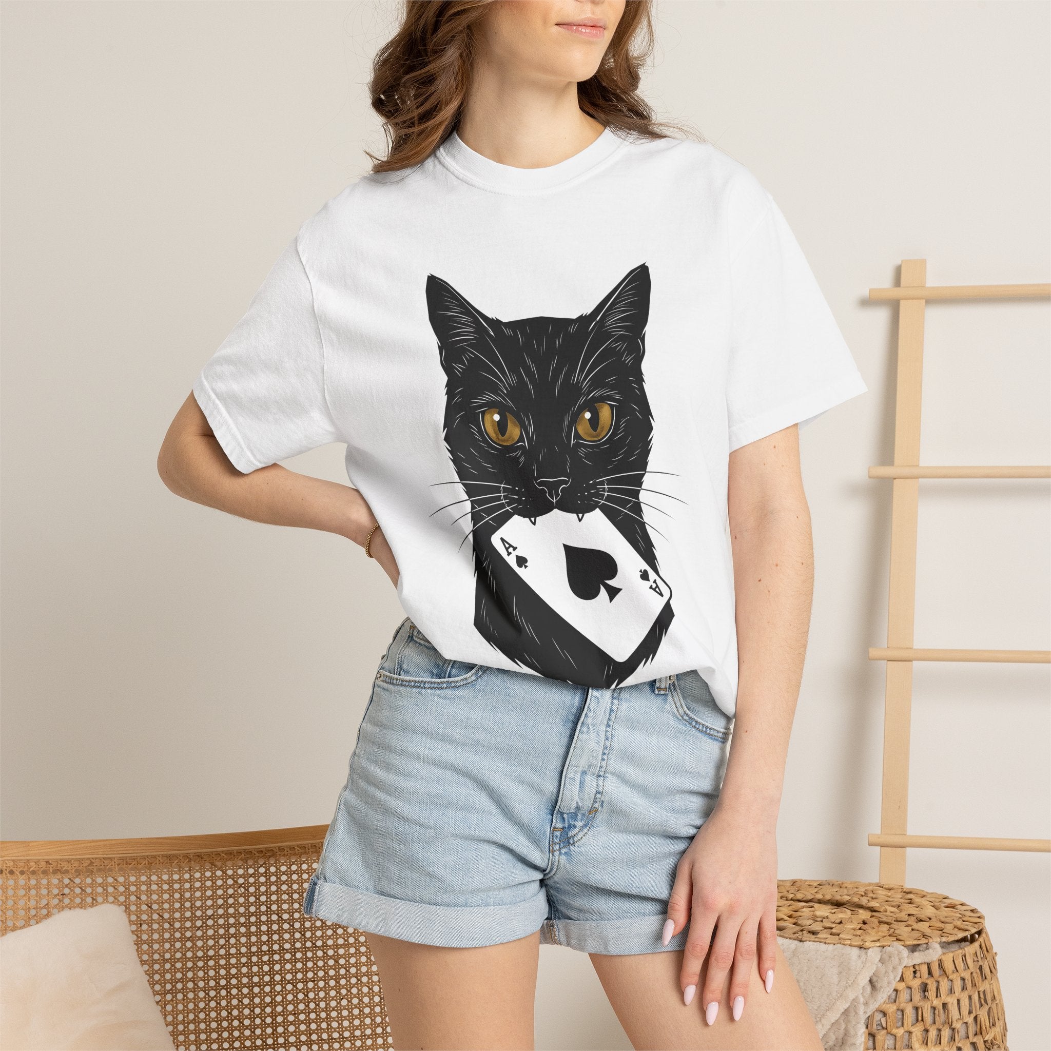 Black Kitty Shirt Cat Casino Gift Women Digital Tee Cat T-Shirt Cat Fan Pixel Tshirt Gambling Graphic Retro Card Tshirt