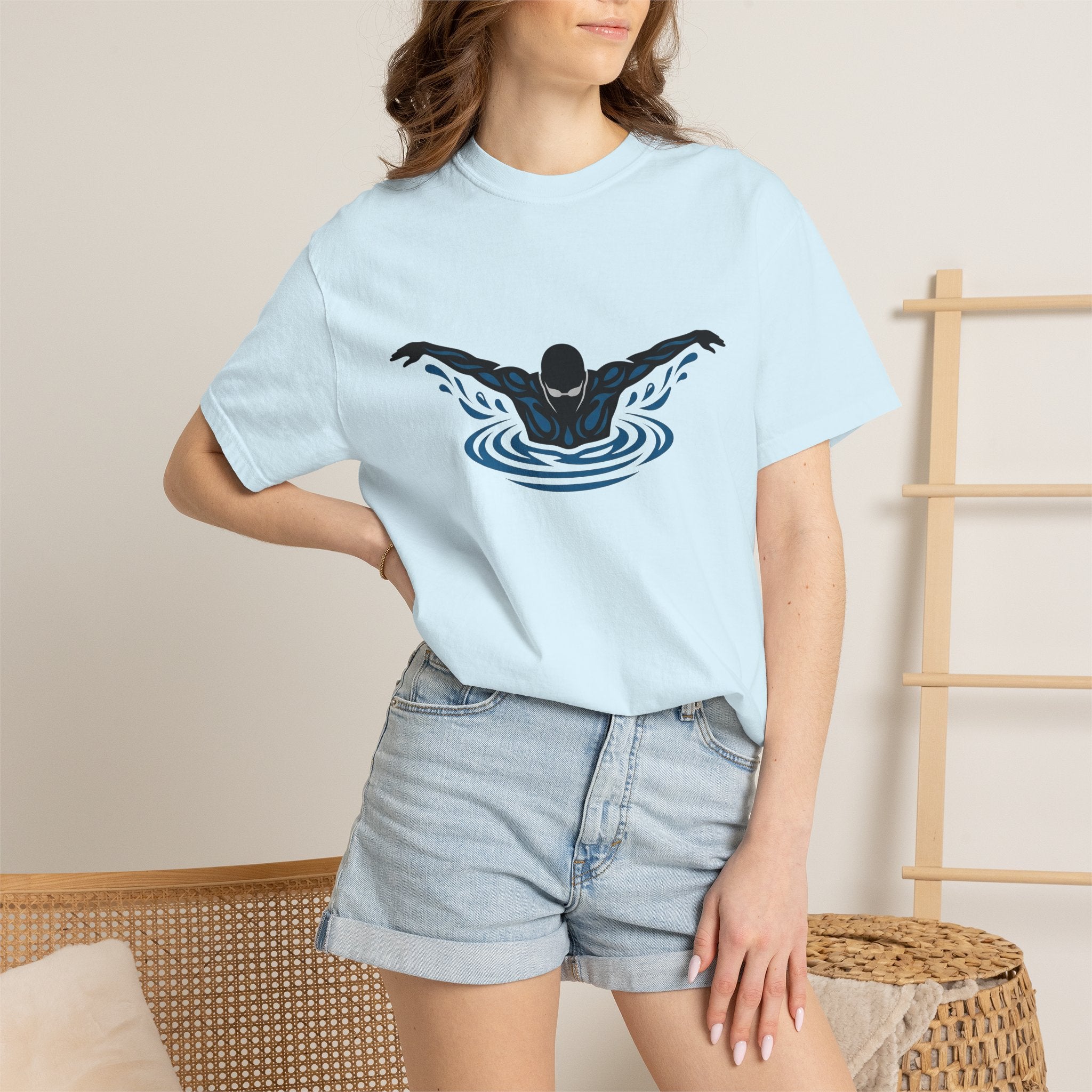 Swim Athlete Shirt Swimming Exercise Gift Women Retro Tee Swimmer T-Shirt Diver Enthusiast Vintage Tshirt Fitness Graphic Line Art Splash
