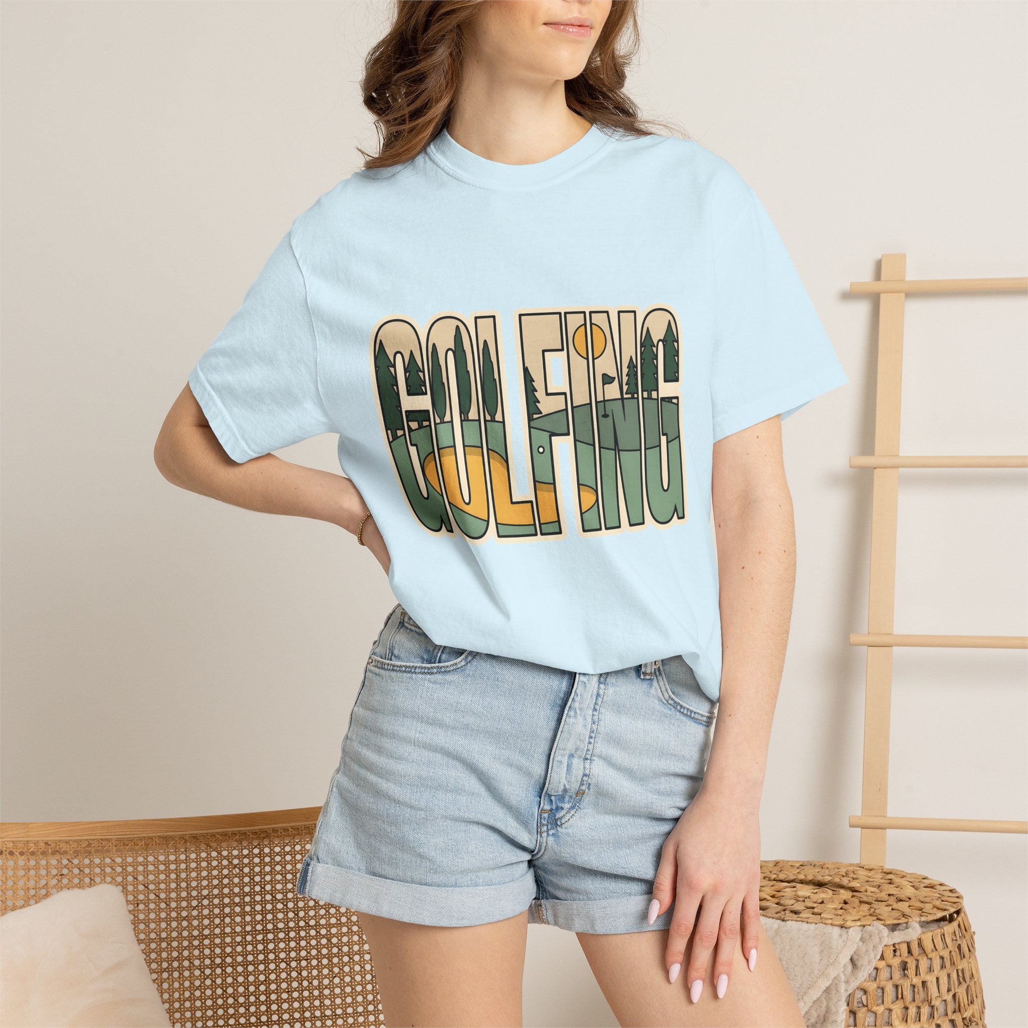 Golf Course Shirt Golf Outdoors Gift Women Bold Graphic Tee Links T-Shirt Golfer Enthusiast Graphic Tshirt Nature Graphic Minimal Trees