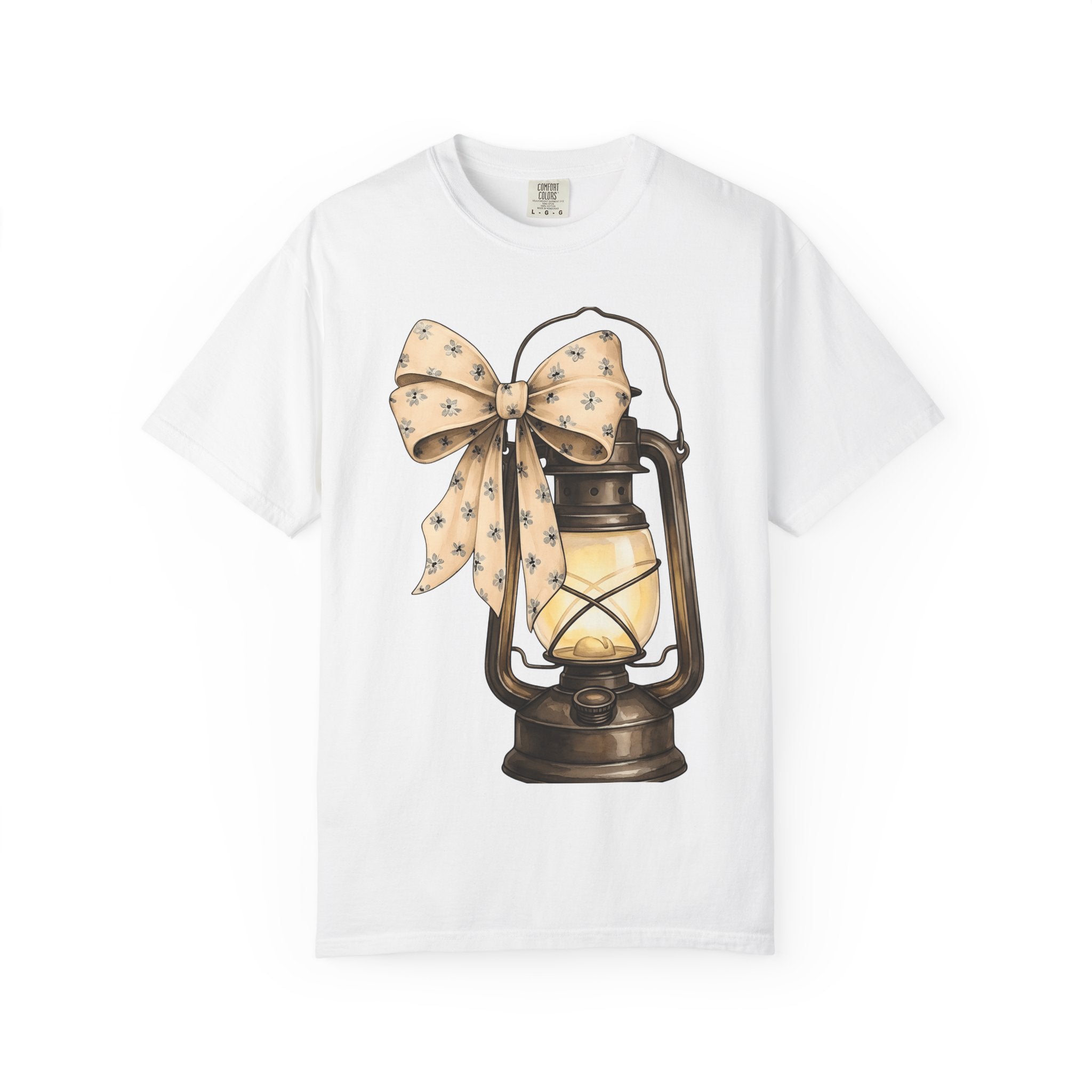 Lantern Lamp Shirt Cowgirl Rodeo Gift Women Shabby Chic Tee Lantern T-Shirt Cowgirl Fan Rustic Tshirt Rodeo Graphic Old Fashioned Flower Bow