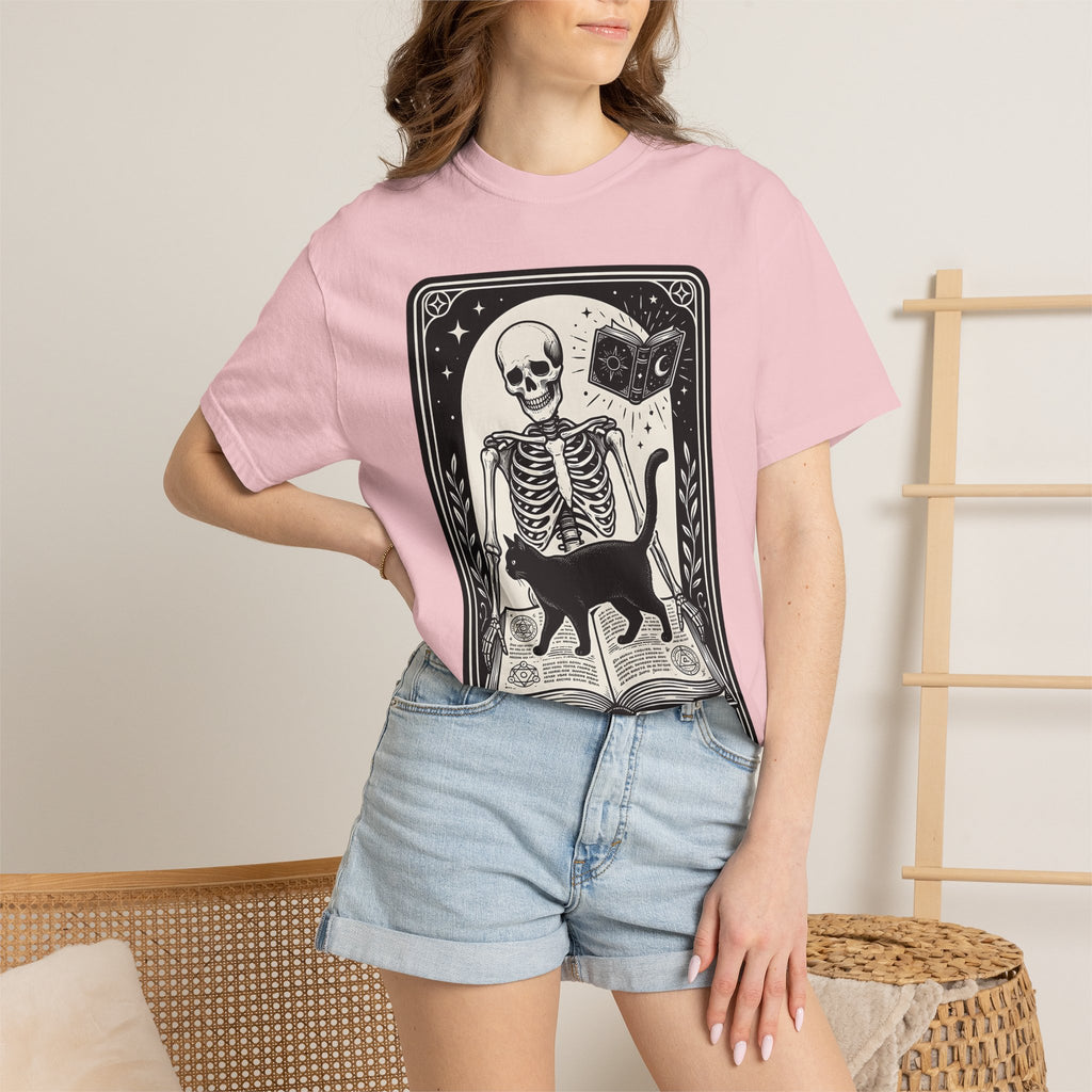 Black Cat Bones Shirt Cat Occult Gift Women Divination Card Tee Cat Skeleton T-Shirt Cat Fan Tarot Card Tshirt Mystic Graphic Hand Drawn