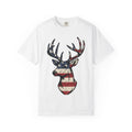 Deer Head Shirt America Outdoors Gift Women Patriotic Tee Buck T-Shirt American Enthusiast Star Spangled Tshirt Wilderness Graphic Vintage