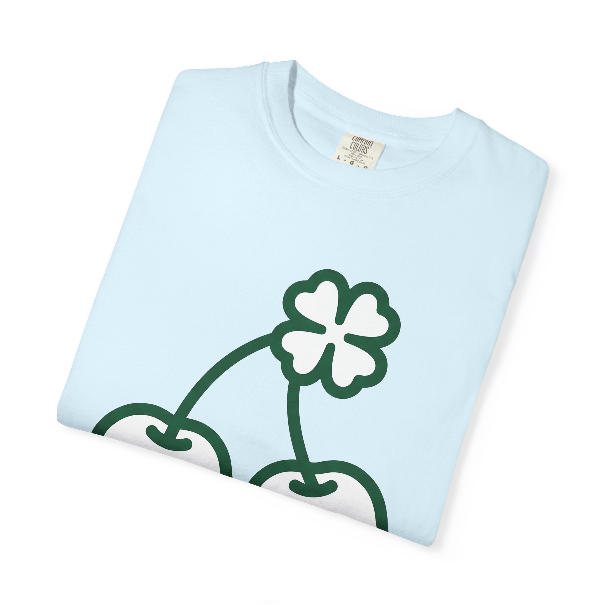 Clover Cherry Shirt St. Patrick's Day Talisman Gift Women Basic Tee Cherry T-Shirt Luck Fan Simple Tshirt Amulet Graphic Sketch Lucky Leaf