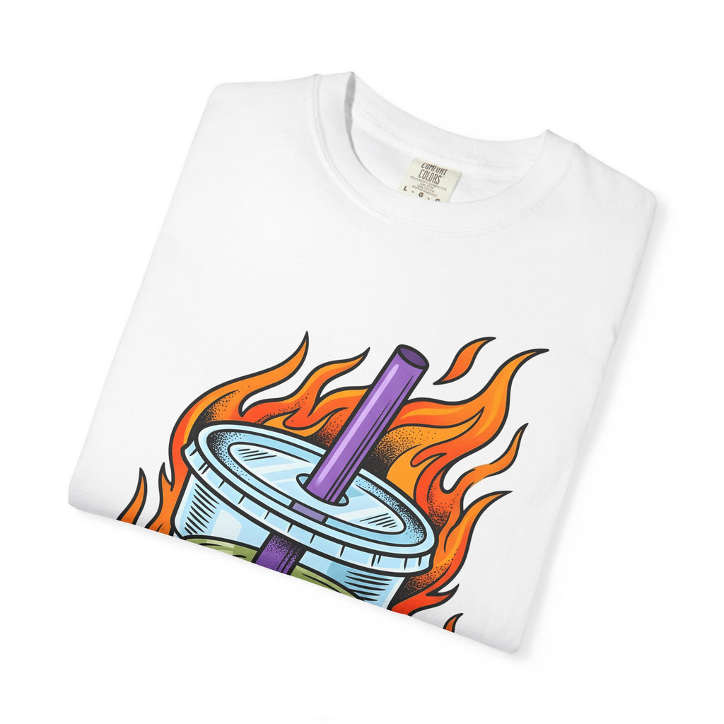 Bubble Tea Shirt Drinks Cuisine Gift Women Neon Tee Boba T-Shirt Beverage Fan Milk Tea Tshirt Food Graphic Comic Fire Tshirt