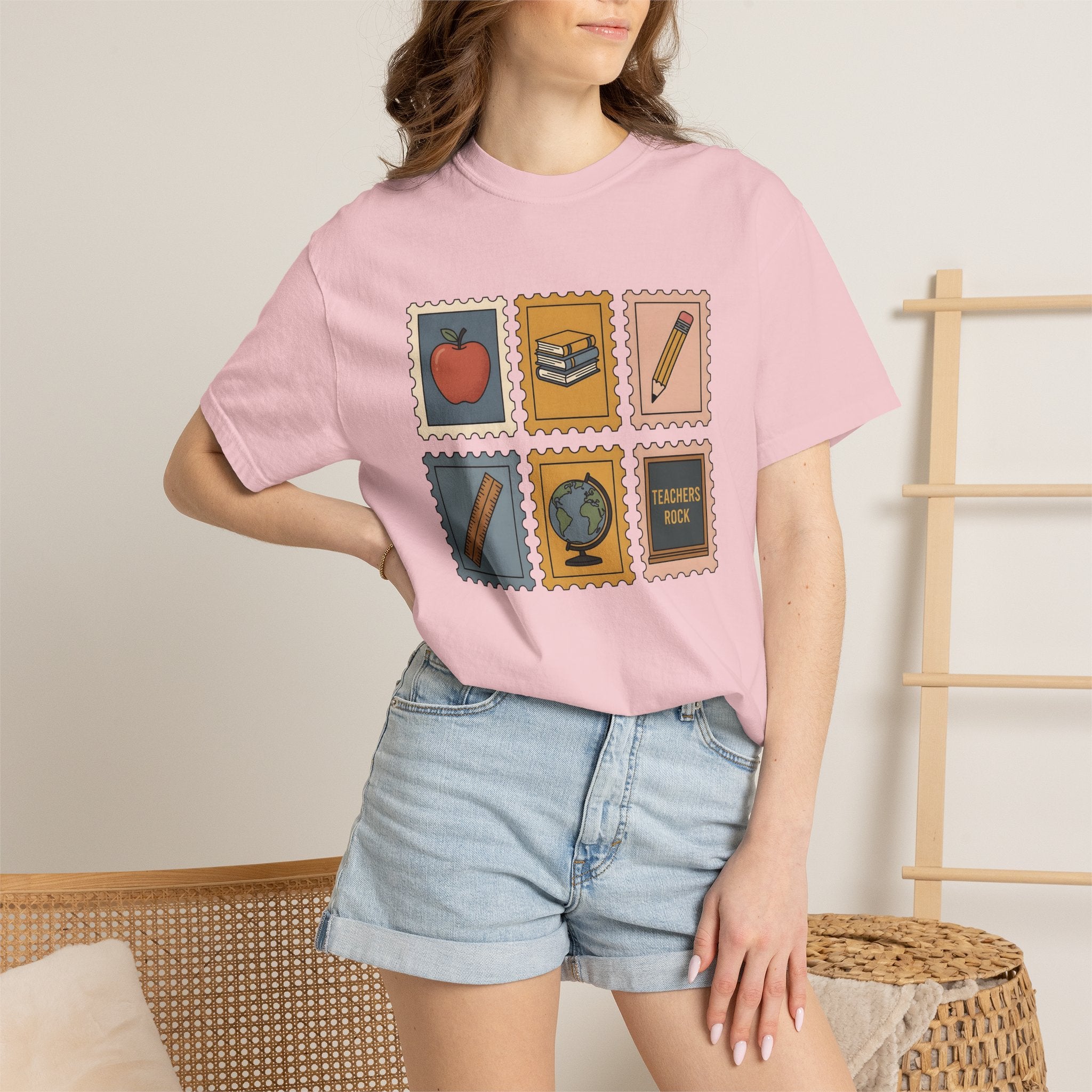 Teacher Icons Shirt Teachers Education Gift Women Doodle Tee Educator T-Shirt Teacher Enthusiast Illustration Design Learning Graphic Retro