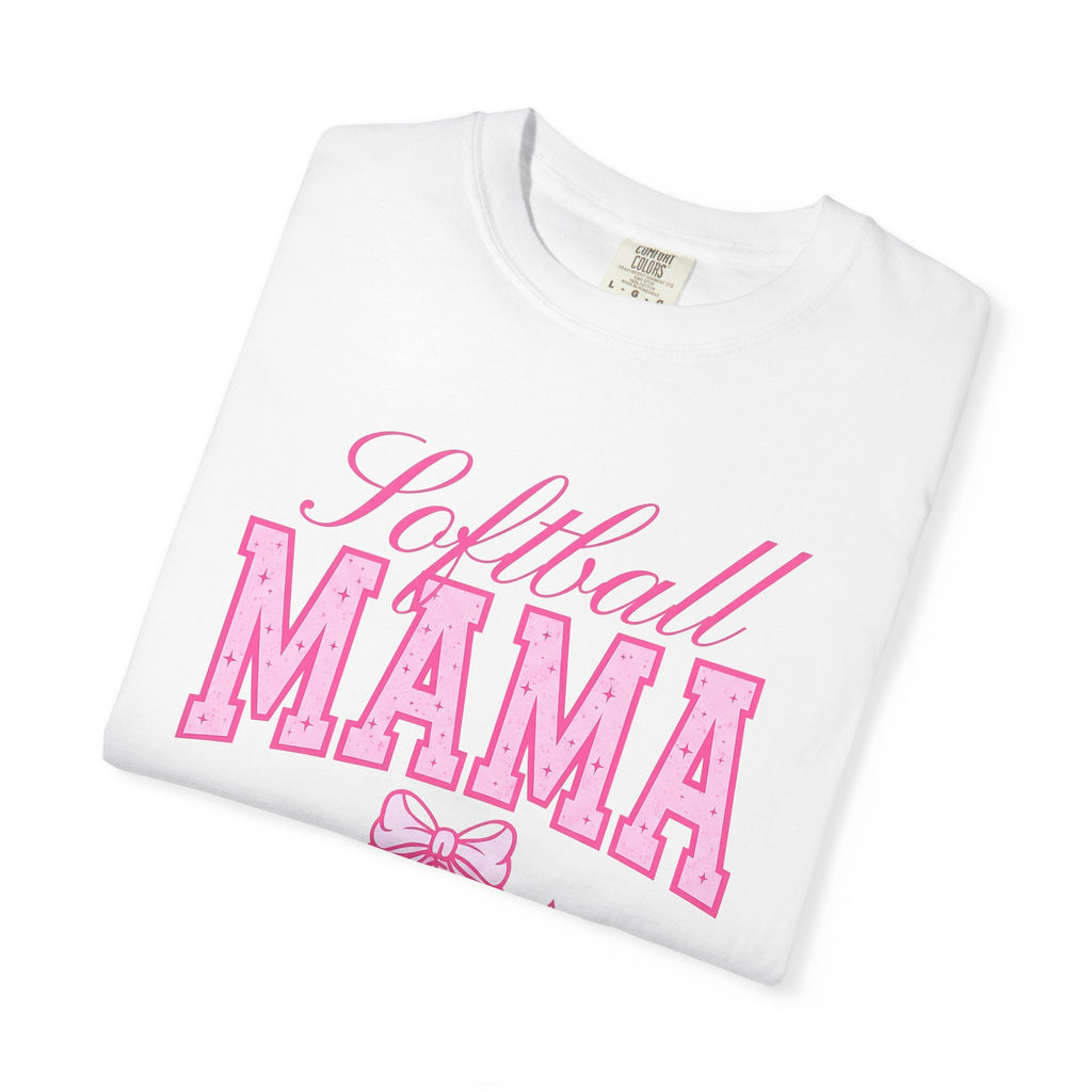 Softball Ball Bow Shirt Moms Sports Gift Women Sporty Tee Softball T-Shirt Mom Fan Athletic Tshirt Sports Graphic Retro Stars Tshirt