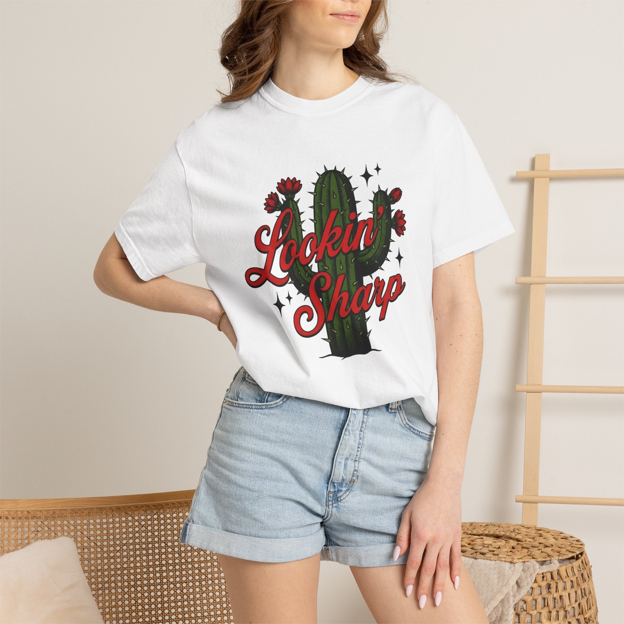 Prickly Plant Shirt Cowgirl Cowboy Gift Women Hand Drawn Tee Cactus T-Shirt Rodeo Fan Illustrated Tshirt Cowboy Graphic Folk Bloom Tshirt