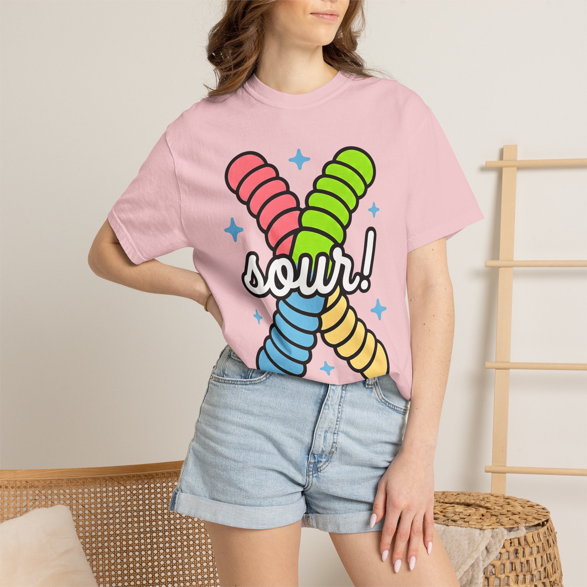 Gummy Worms Shirt St. Valentine's Day Candy Gift Women Cartoon Tee Jelly T-Shirt Valentine Fan Comic Tshirt Sweets Graphic Bold Stars Tshirt