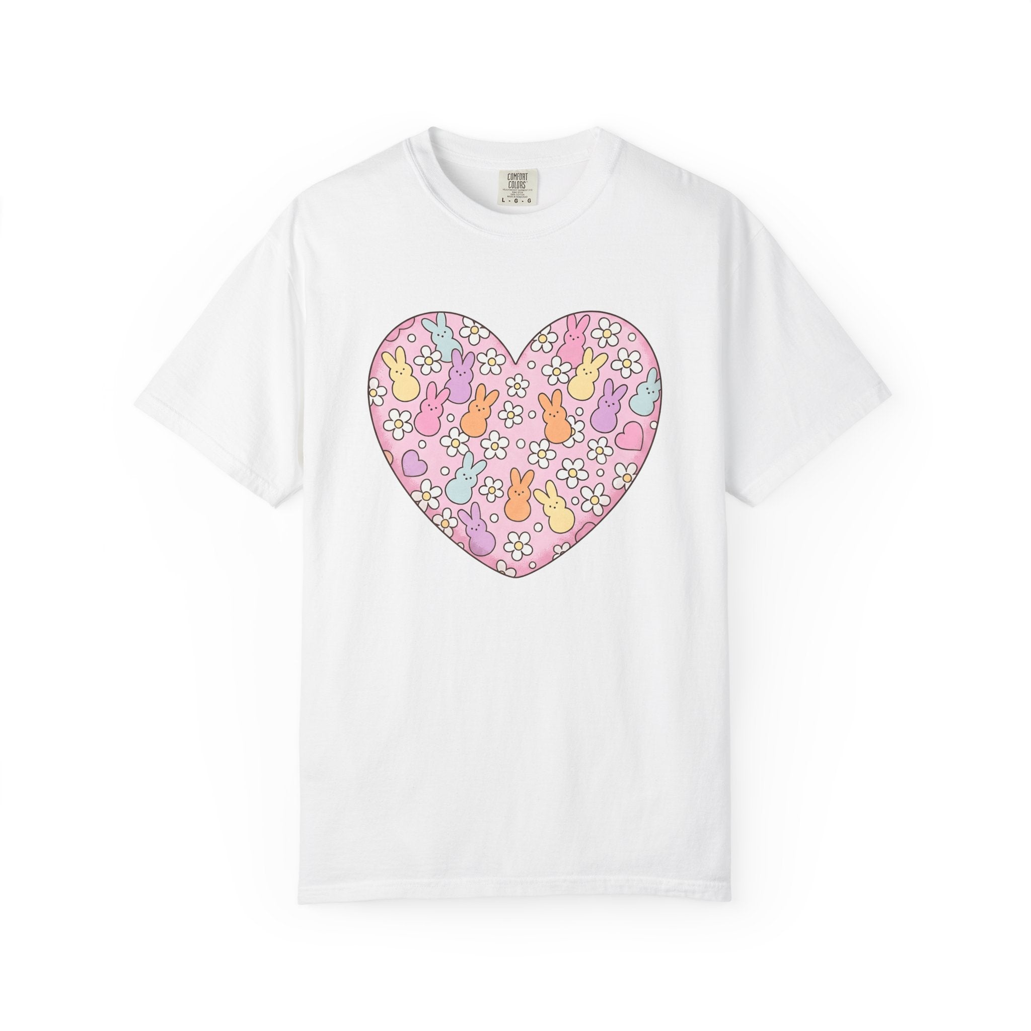 Pastel Rabbit Love Shirt Easter Outdoors Gift Women Line Art Tee Bunny T-Shirt Spring Fan Hand Drawn Tshirt Nature Graphic Sketch Daisy