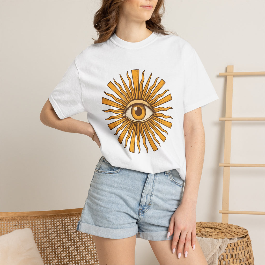 Sun Eye Shirt Boho Spiritual Gift Women Hippie Tee Sun T-Shirt Bohemian Enthusiast Psychedelic Tshirt Mystical Graphic Retro Beams Tshirt