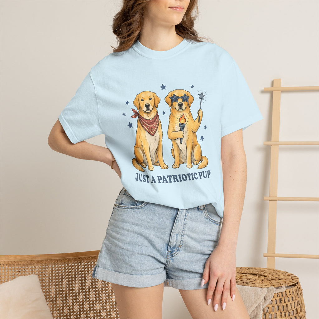 Retriever Dogs Shirt 4th Of July Animals Gift Women Animated Tee Retriever T-Shirt Patriot Fan Cartoon Tshirt Creature Graphic Doodle Star