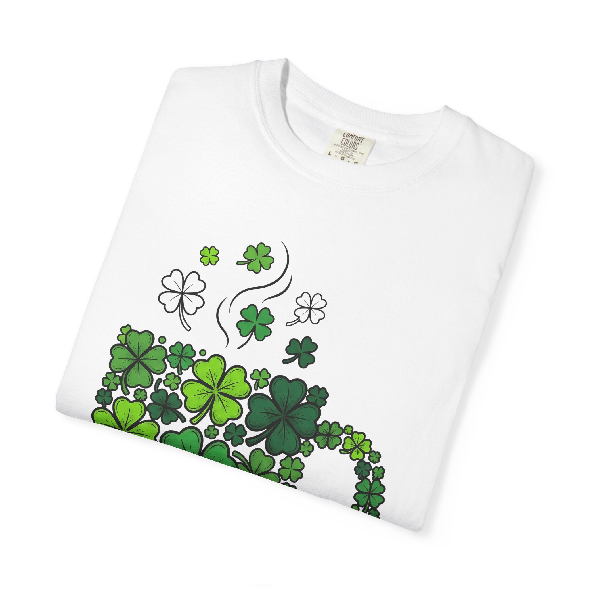 Clover Cup Shirt St. Patrick's Day Tea Gift Women Sketch Tee Mug T-Shirt Shamrock Fan Drawing Design Line Art Foliage Tshirt