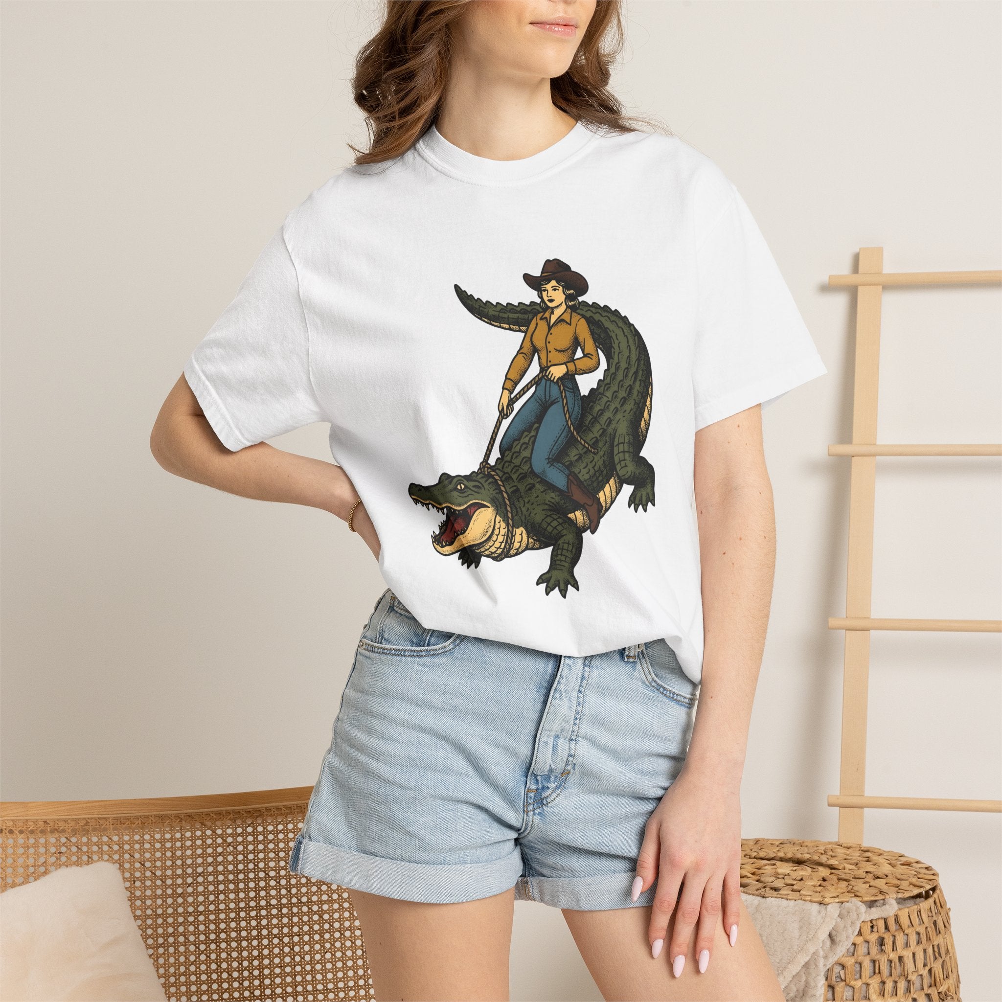Cowgirl On Alligator Shirt Cowgirl Cowboy Gift Women Rustic Tee Rodeo T-Shirt Cowgirl Fan Western Tshirt Cowboy Graphic Old School Hat