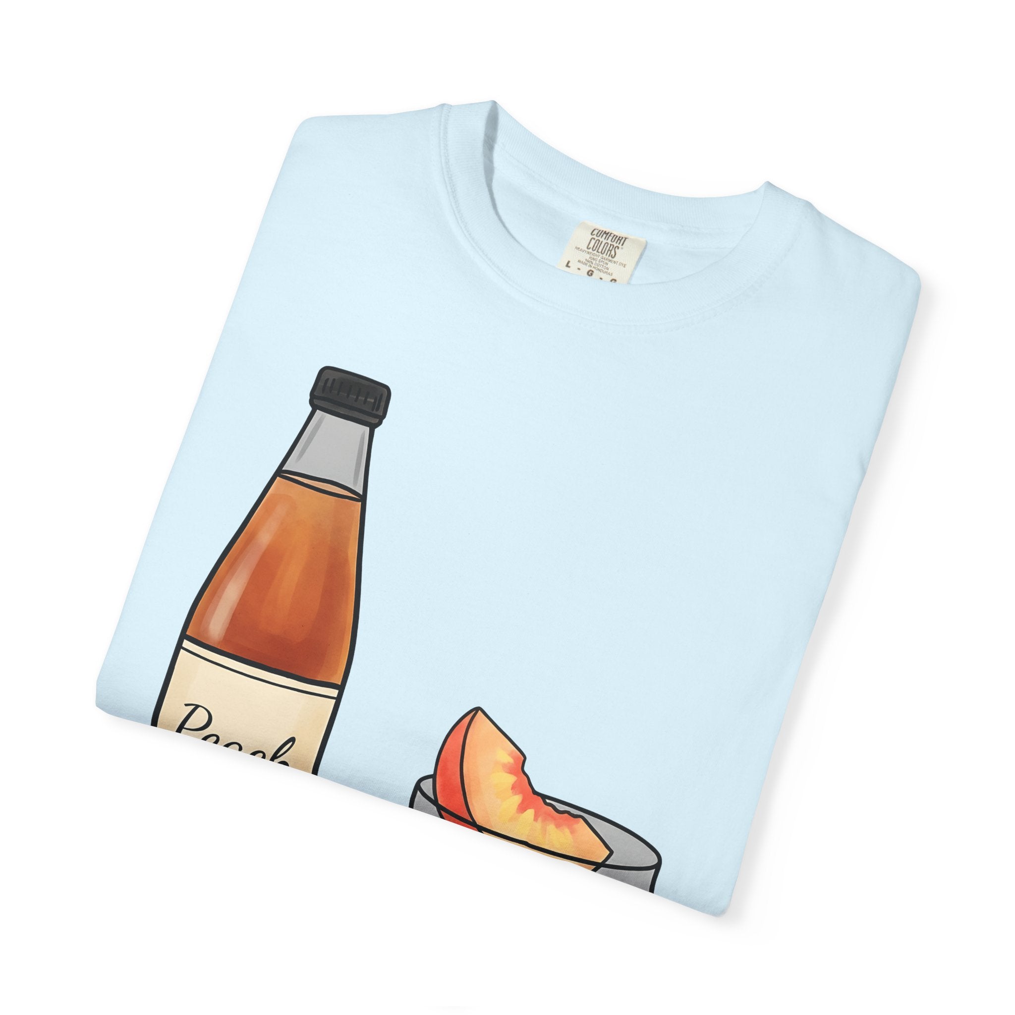 Peach Drink Shirt Fruit Food Gift Women Hand Drawn Tee Bellini T-Shirt Fruit Fan Illustrated Graphic Tshirt Minimalist Fruit Slice Tshirt