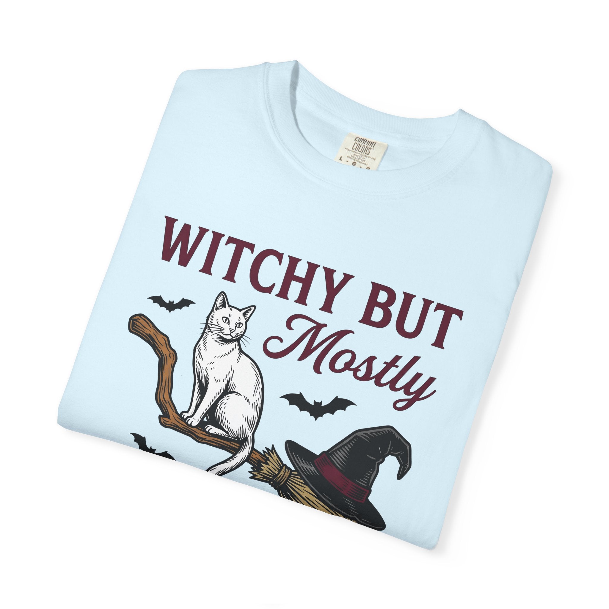 Cat Broom Shirt Cat Halloween Gift Women Vintage Tee Sweeper T-Shirt Cat Fan Retro Tshirt Spooky Graphic Hand Drawn Witch Hat Tshirt