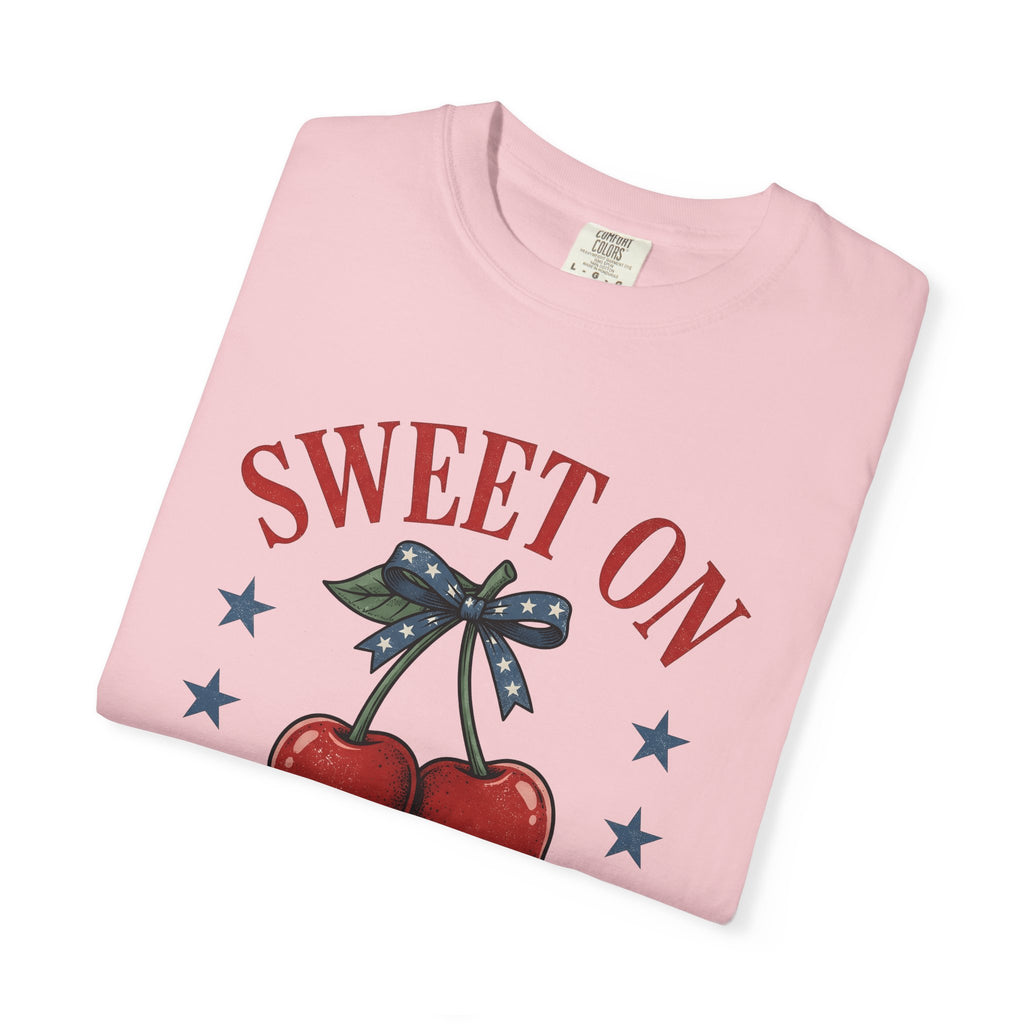Cherry Pair Shirt America Fruit Gift Women Vintage Tee Cherries T-Shirt American Fan Vintage Tshirt Fruit Graphic Retro Patriotic Bow Tshirt