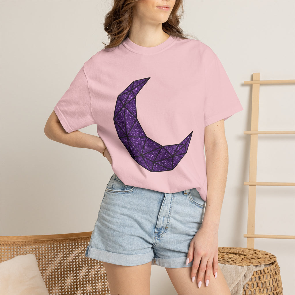 Geometric Moon Shirt Boho Chic Astrology Gift Women Shimmer Tee Lunar T-Shirt Bohemian Fan Glamorous Graphic Tshirt Clean Jewel Tshirt