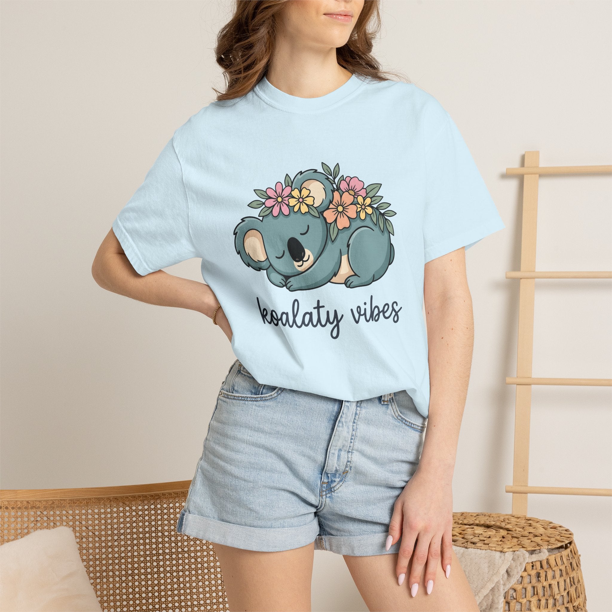 Koala Graphic Shirt Funny Animal Gift Women Cute Tee Koala T-Shirt Humor Fan Kawaii Tshirt Wildlife Graphic Cartoon Flower Crown Tshirt