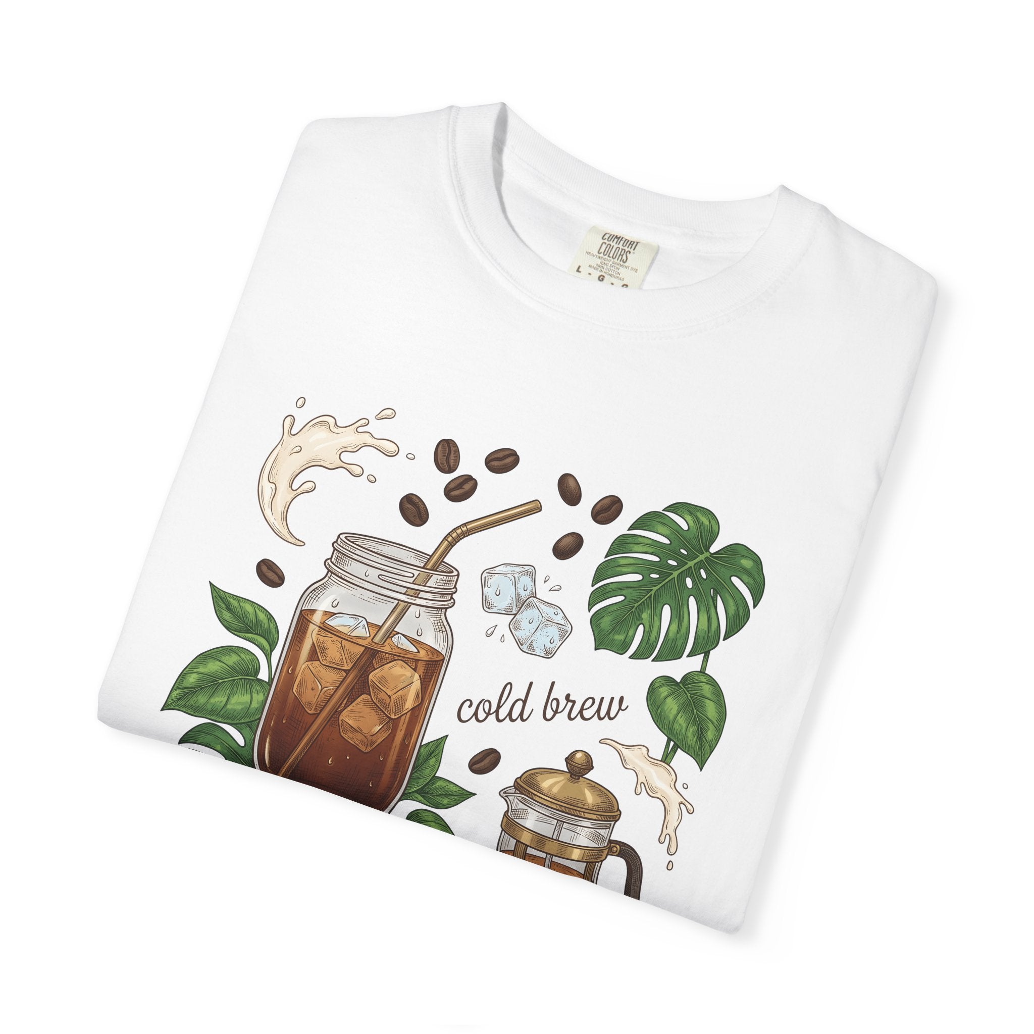 Iced Coffee Jar Shirt Coffee Foodie Gift Women Hand Drawn Tee Cold Brew T-Shirt Coffee Fan Illustrated Tshirt Food Graphic Vintage Coffee