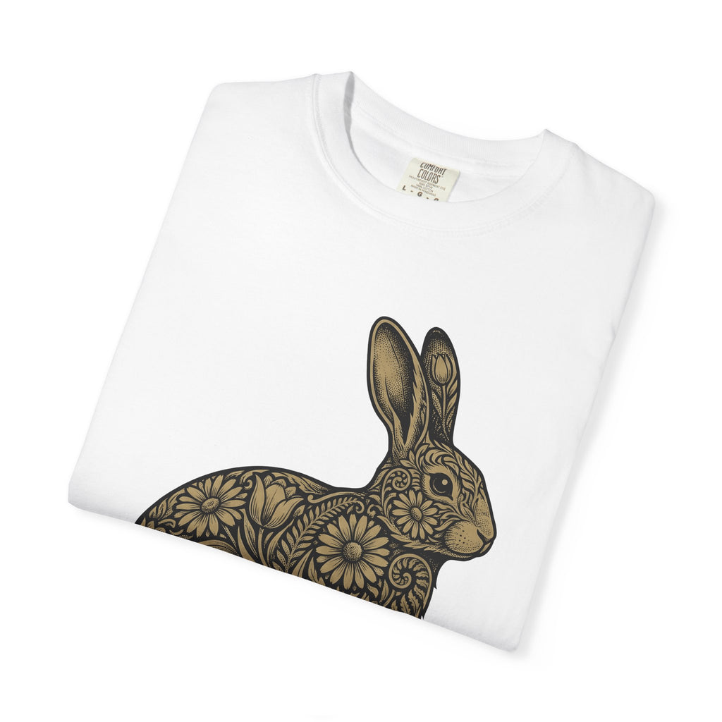 Floral Rabbit Shirt Easter Animal Gift Women Boho Tee Bunny T-Shirt Easter Fan Hippie Tshirt Creature Graphic Vintage Daisy Tshirt