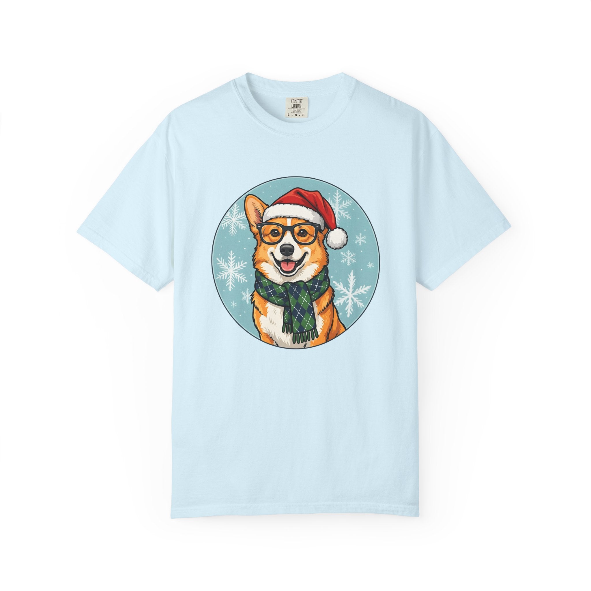 Corgi Dog Shirt Dog Christmas Gift Women Cartoon Tee Puppy T-Shirt Dog Fan Cartoony Tshirt Holiday Graphic Vintage Santa Hat Tshirt