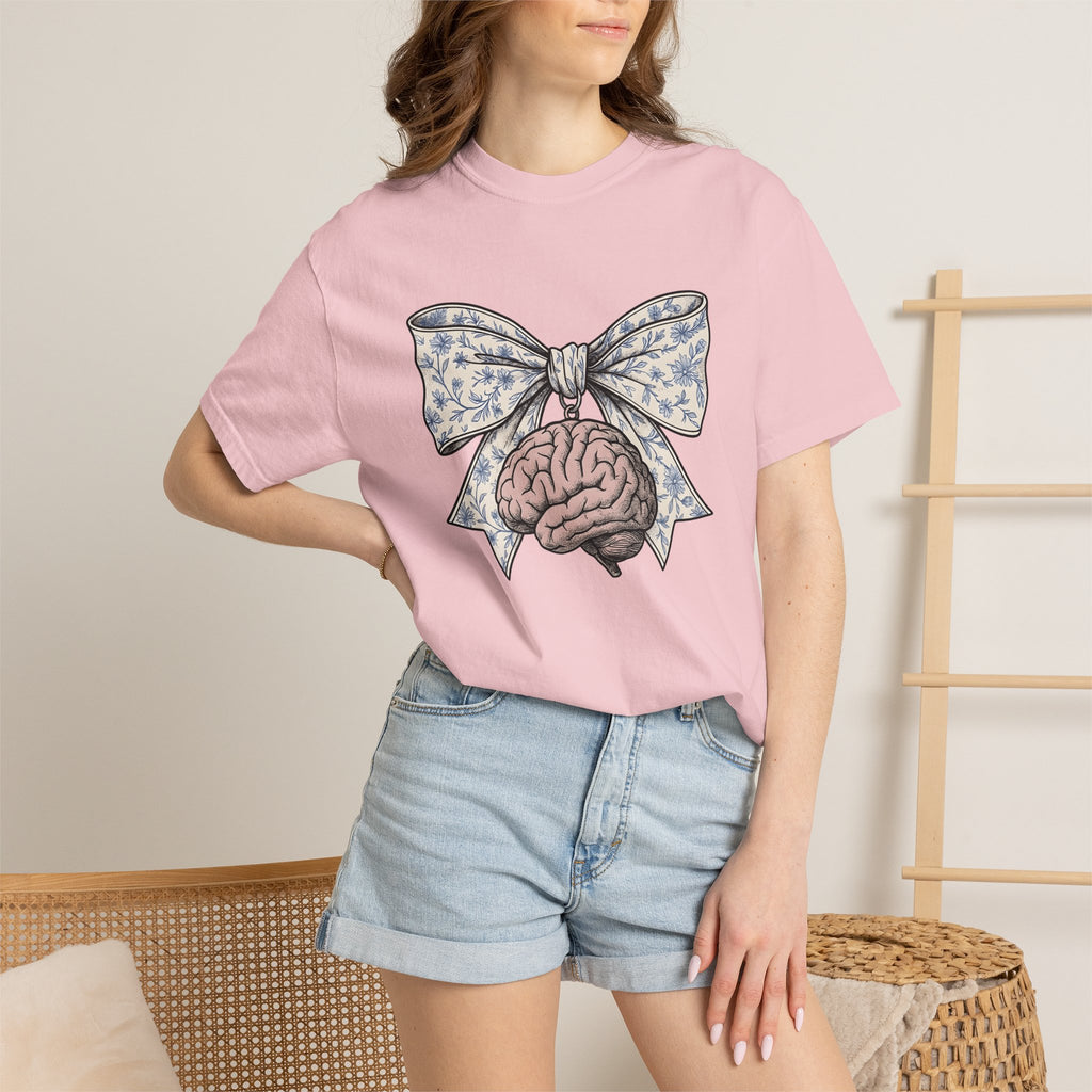 Neurological Bow Shirt Nurses Anatomy Gift Women Classic Tee Brain T-Shirt Nurse Enthusiast Vintage Tshirt Anatomical Graphic Line Art