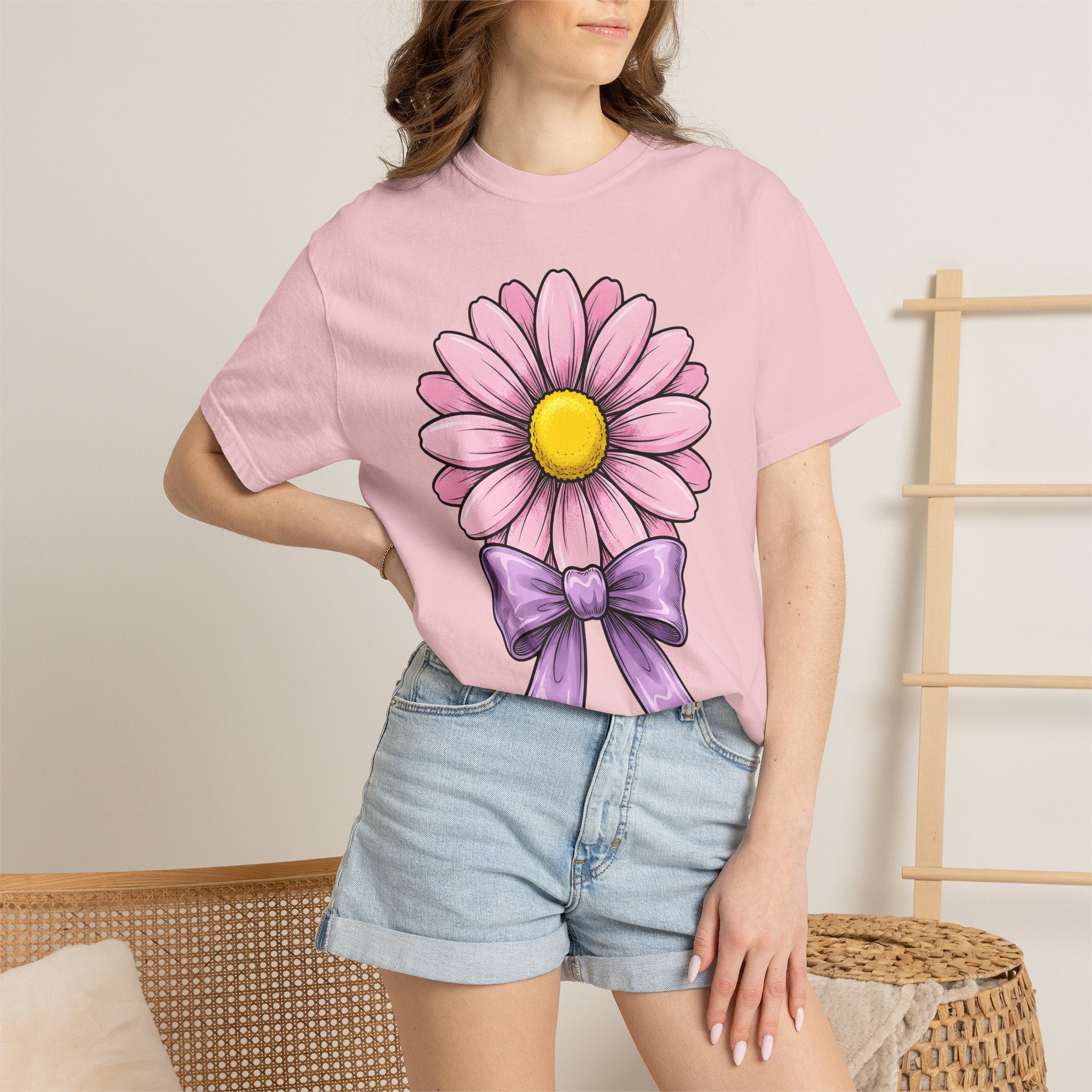 Daisy Bloom Shirt Easter Bouquet Gift Women Sketch Tee Flower T-Shirt Easter Fan Floral Tshirt Floral Graphic Retro Bow Tshirt