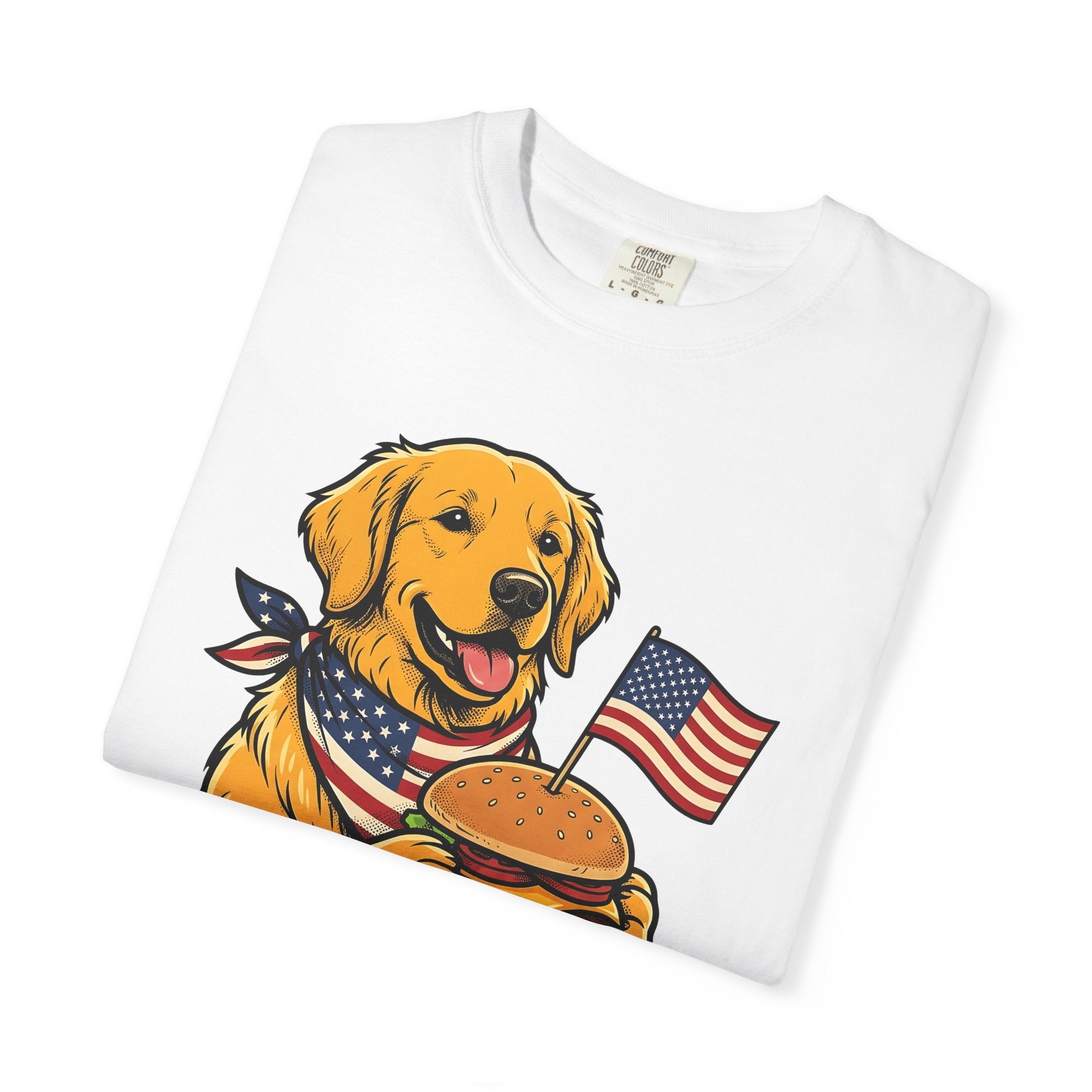 Golden Retriever Shirt America/4th Of July Animal Gift Women Comic Tee Retriever T-Shirt Patriot Fan Cartoon Tshirt Creature Graphic Hand