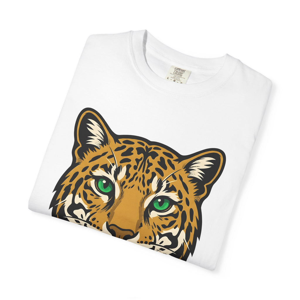 Leopard Face Shirt Cat Wildlife Gift Women Graphic Tee Leopard T-Shirt Cat Fan Abstract Tshirt Wildlife Illustration Graphic Bold Green Eyes