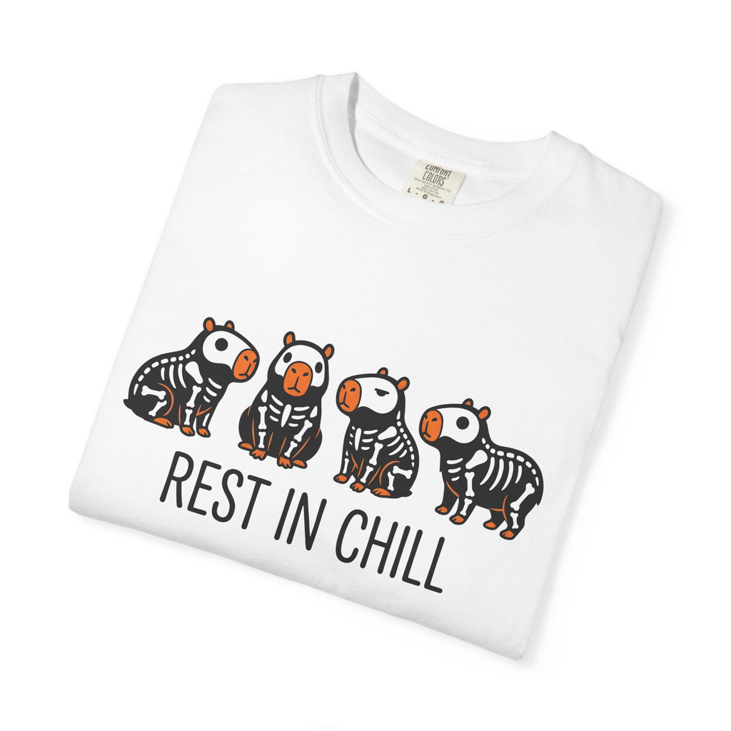Capybara Skeleton Shirt Halloween Animal Gift Women Cartoon Tee Rodent T-Shirt Spooky Fan Kawaii Tshirt Creature Graphic Cute Animal Costume