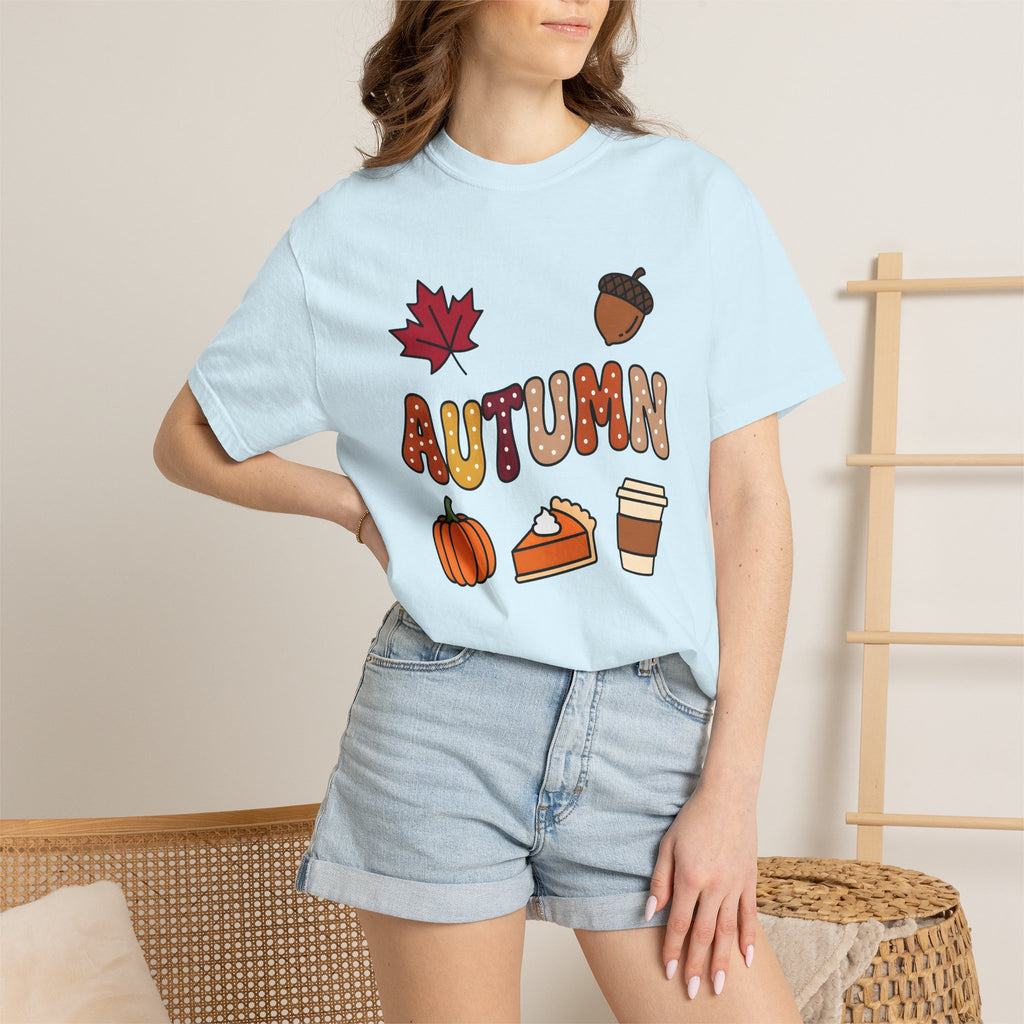 Fall Icons Shirt Autumn Crops Gift Women Line Art Tee Autumn Symbols T-Shirt Fall Fan Simple Illustration Tshirt Harvest Graphic Squash