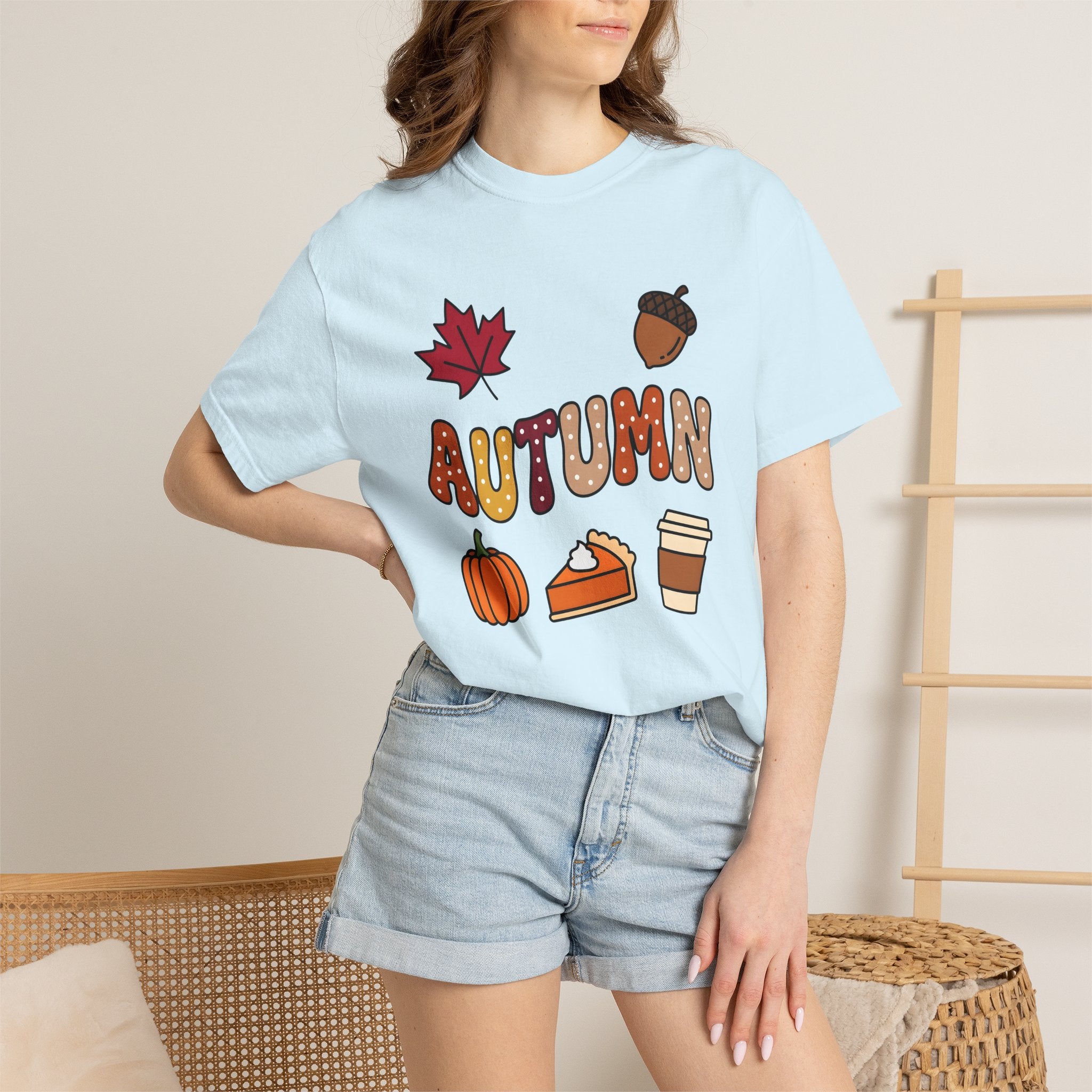 Fall Icons Shirt Autumn Crops Gift Women Line Art Tee Autumn Symbols T-Shirt Fall Fan Simple Illustration Tshirt Harvest Graphic Squash