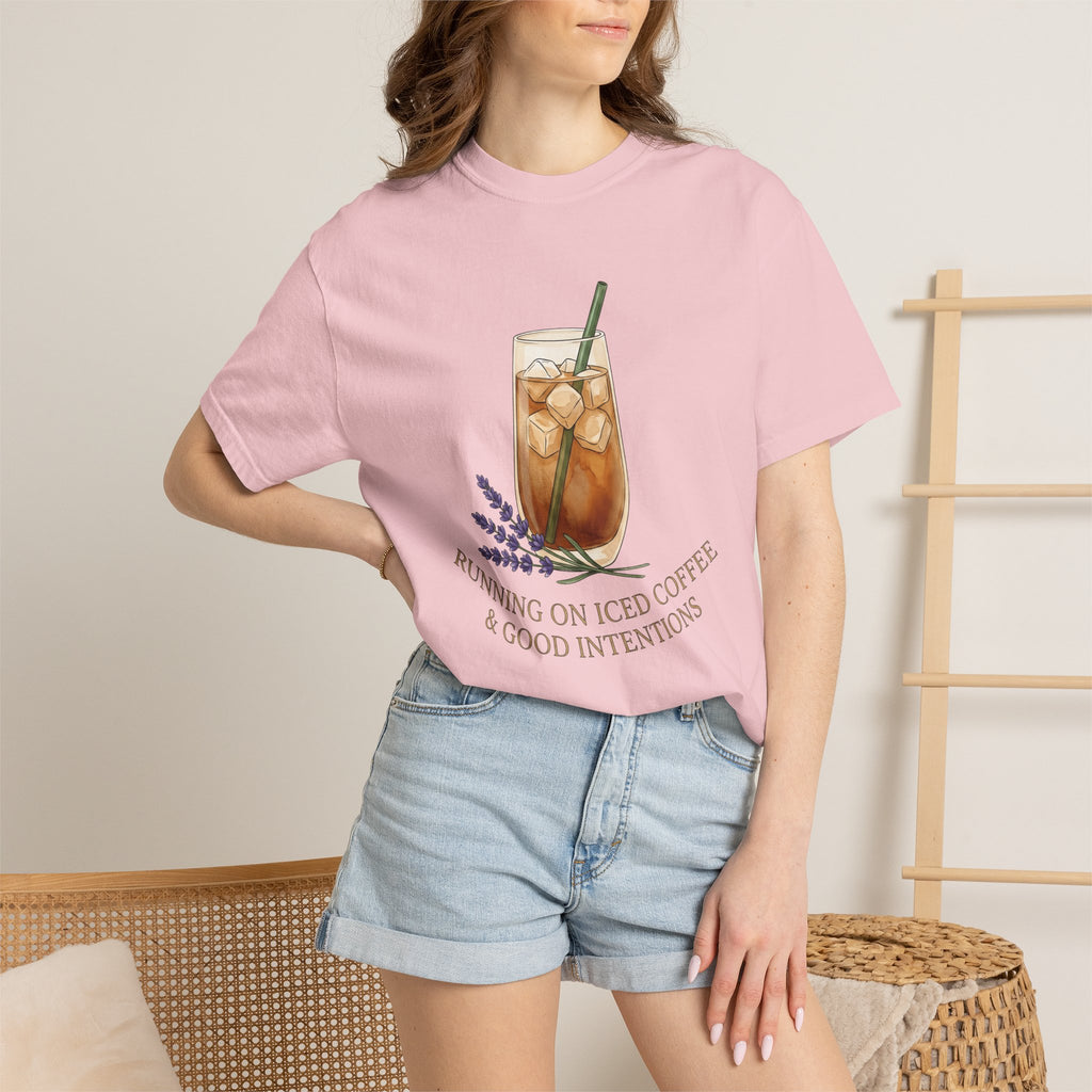 Iced Coffee Shirt Coffee Floral Gift Women Watercolor Tee Cold Brew T-Shirt Coffee Fan Watercolour Tshirt Botanical Graphic Minimalist