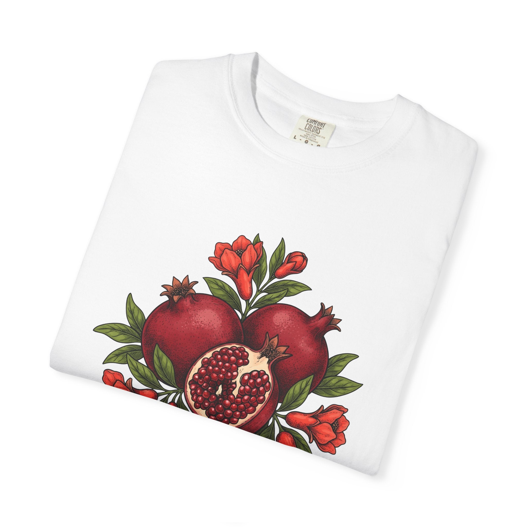 Pomegranate Fruit Shirt Fruit Botany Gift Women Flower Illustration Tee Punica T-Shirt Fruit Fan Botanical Graphic Tshirt Hand Drawn Blossom