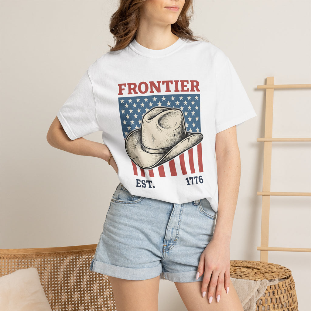 Cowboy Hat Shirt America Western Gift Women Vintage Tee Stetson T-Shirt Patriot Fan Old West Tshirt Rodeo Graphic Retro American Flag Tshirt