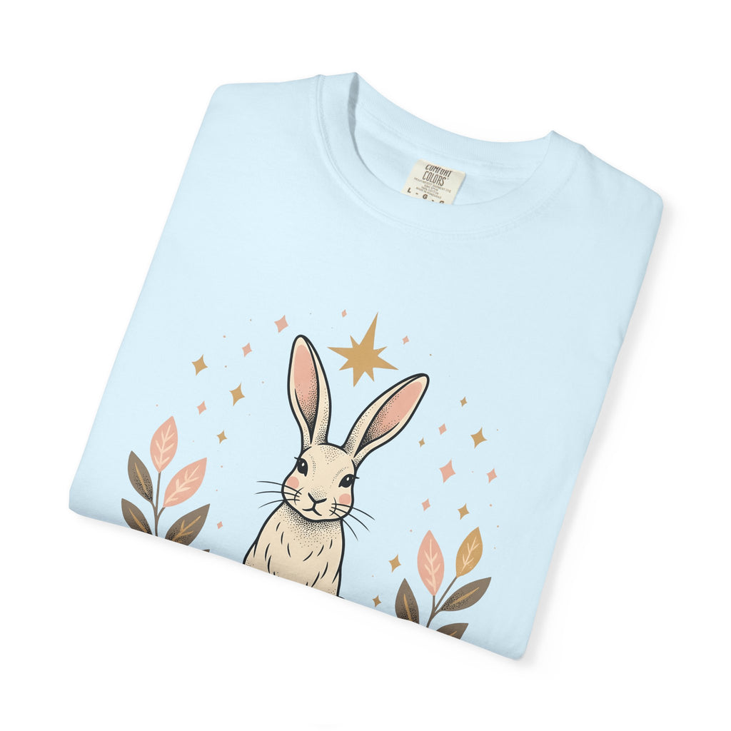 Bunny Art Shirt Animals & Flowers Earth Gift Women Folk Tee Rabbit T-Shirt Floral Fan Naive Tshirt Environmental Graphic Old School Petal