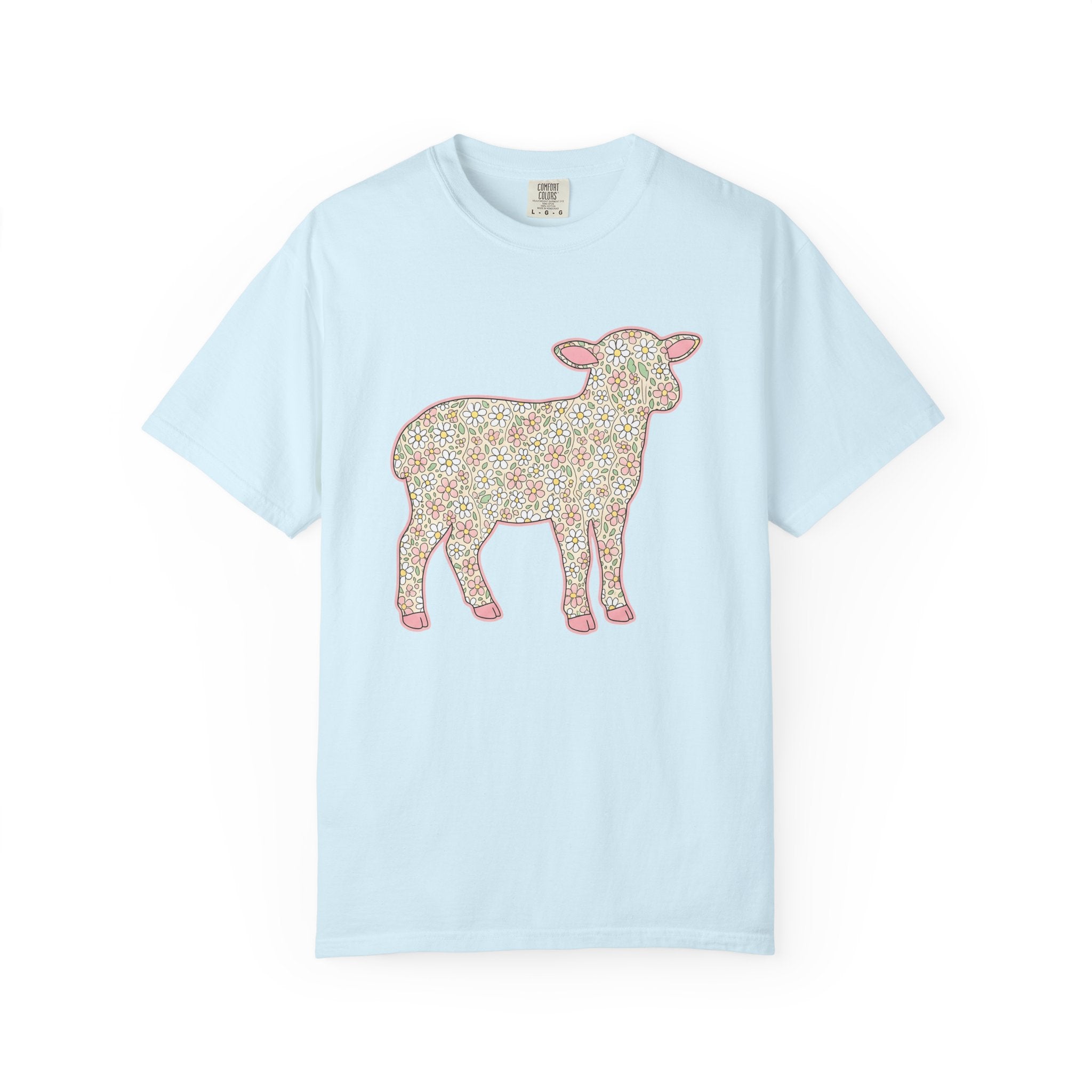 Bloom Lamb Shirt Easter Nature Gift Women Cartoon Tee Lamb T-Shirt Easter Fan Spring Tshirt Cartoon Tshirt Floral Graphic Vintage Blossom