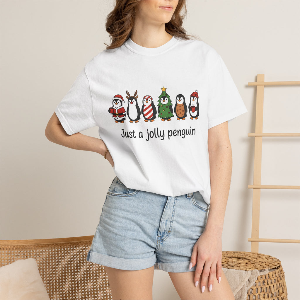 Penguin Drawing Shirt Christmas Pets Gift Women Sweet Tee Pinguin T-Shirt Xmas Fan Cartoon Tshirt Animal Graphic Animated Festive Hat Tshirt