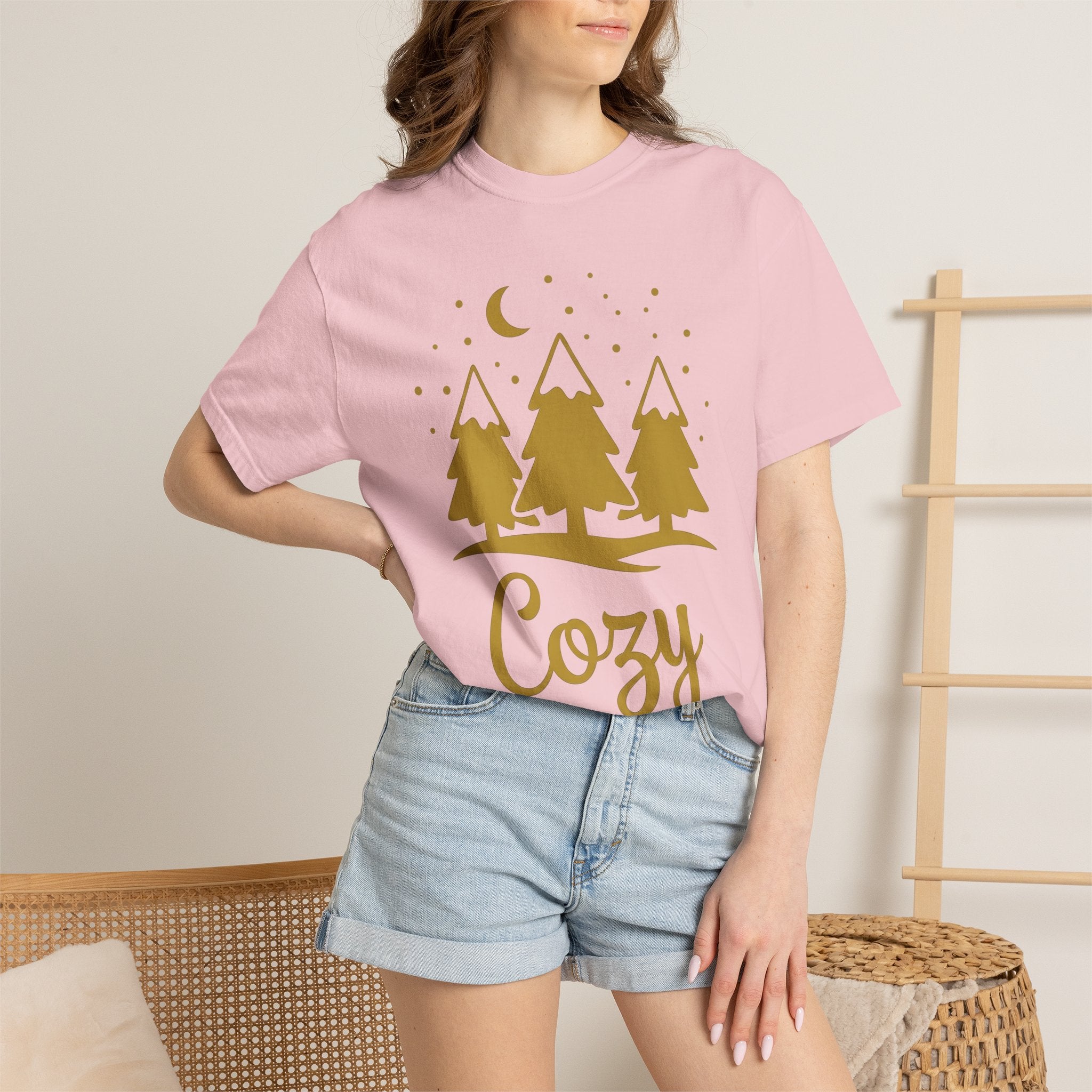 Fir Forest Shirt Christmas Cold Gift Women Basic Tee Pine T-Shirt Xmas Fan Winter Graphic Tshirt Sleek Lunar Tshirt