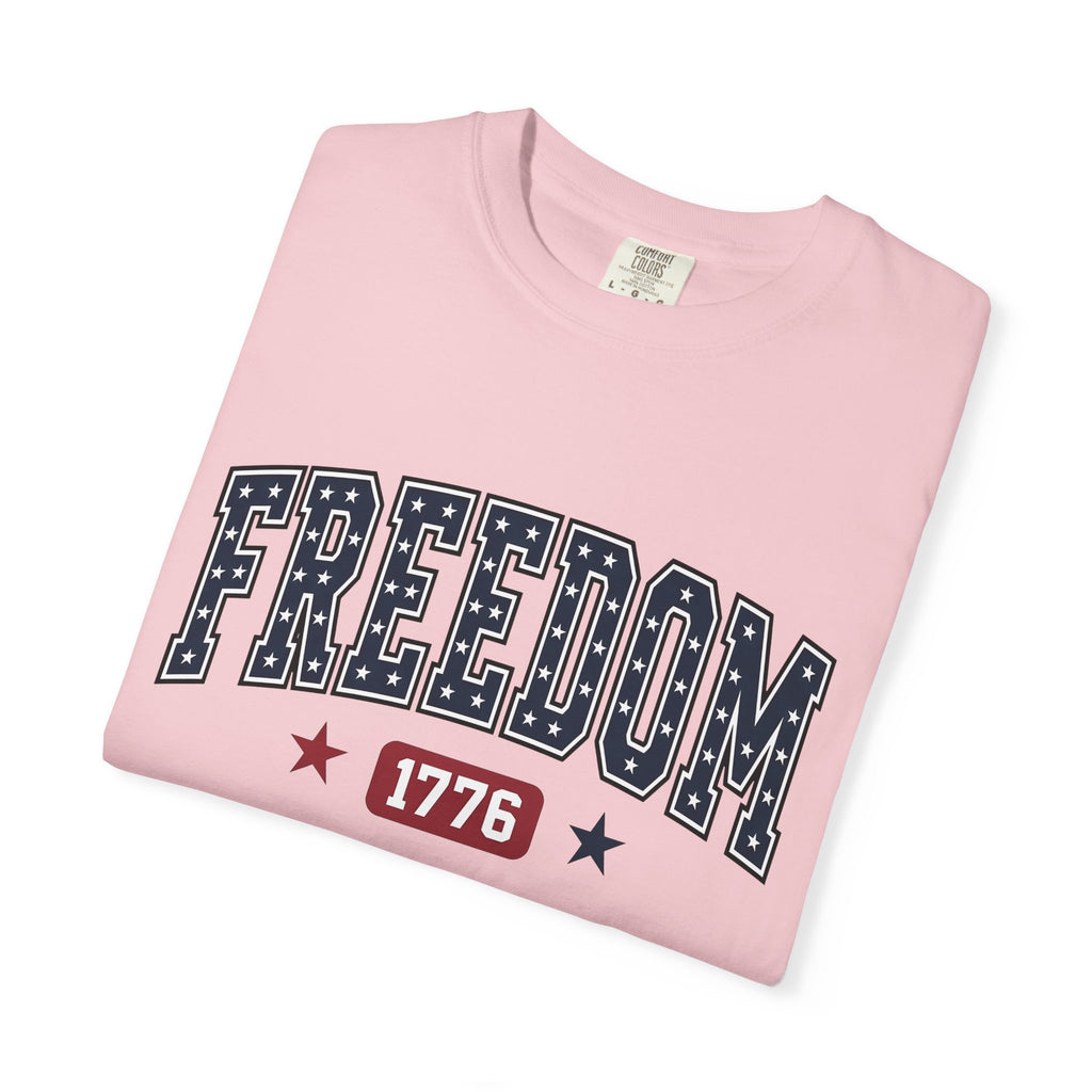 Star Pattern Text Shirt America Holiday Gift Women Patriotic Tee Typography T-Shirt American Enthusiast Retro Tshirt Celebration Graphic