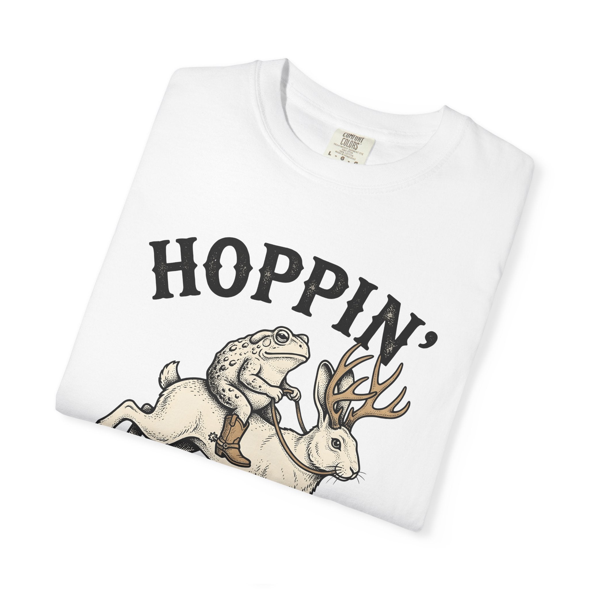Horned Hare Frog Shirt Easter Fauna Gift Women Old School Tee Frog T-Shirt Easter Fan Toad Tshirt Wildlife Graphic Line Art Leather Boots