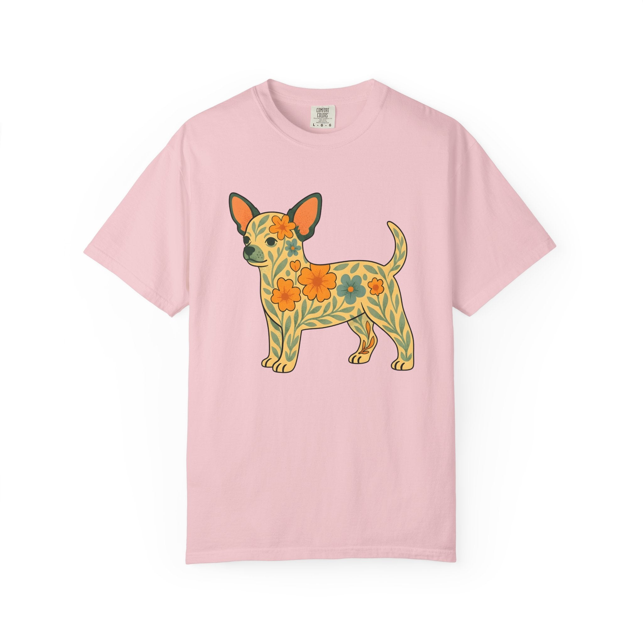 Chihuahua Blossom Shirt Dog Wildlife Gift Women Boho Chic Tee Chi Flower T-Shirt Dog Fan Animal Graphic Design Illustration Doodle Floral